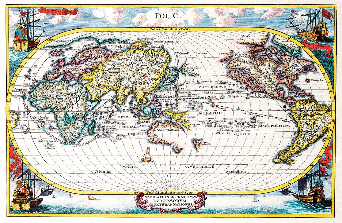 Map Of The World 1700 A1 Vintage High Quality Canvas Art Print EBay