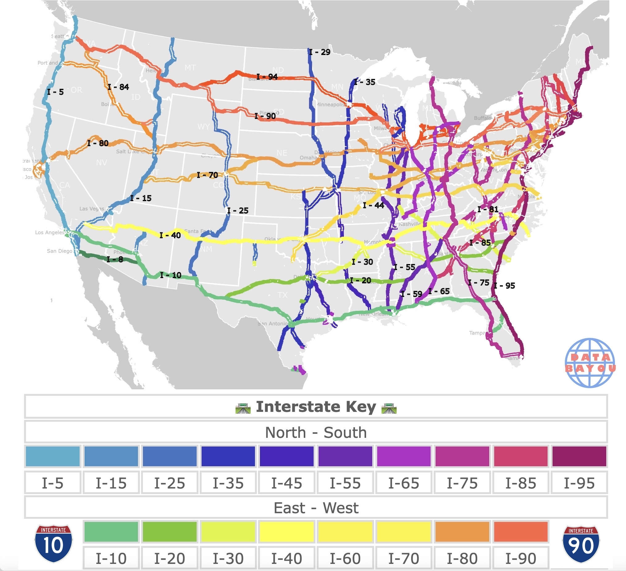 Map Of U S Interstates