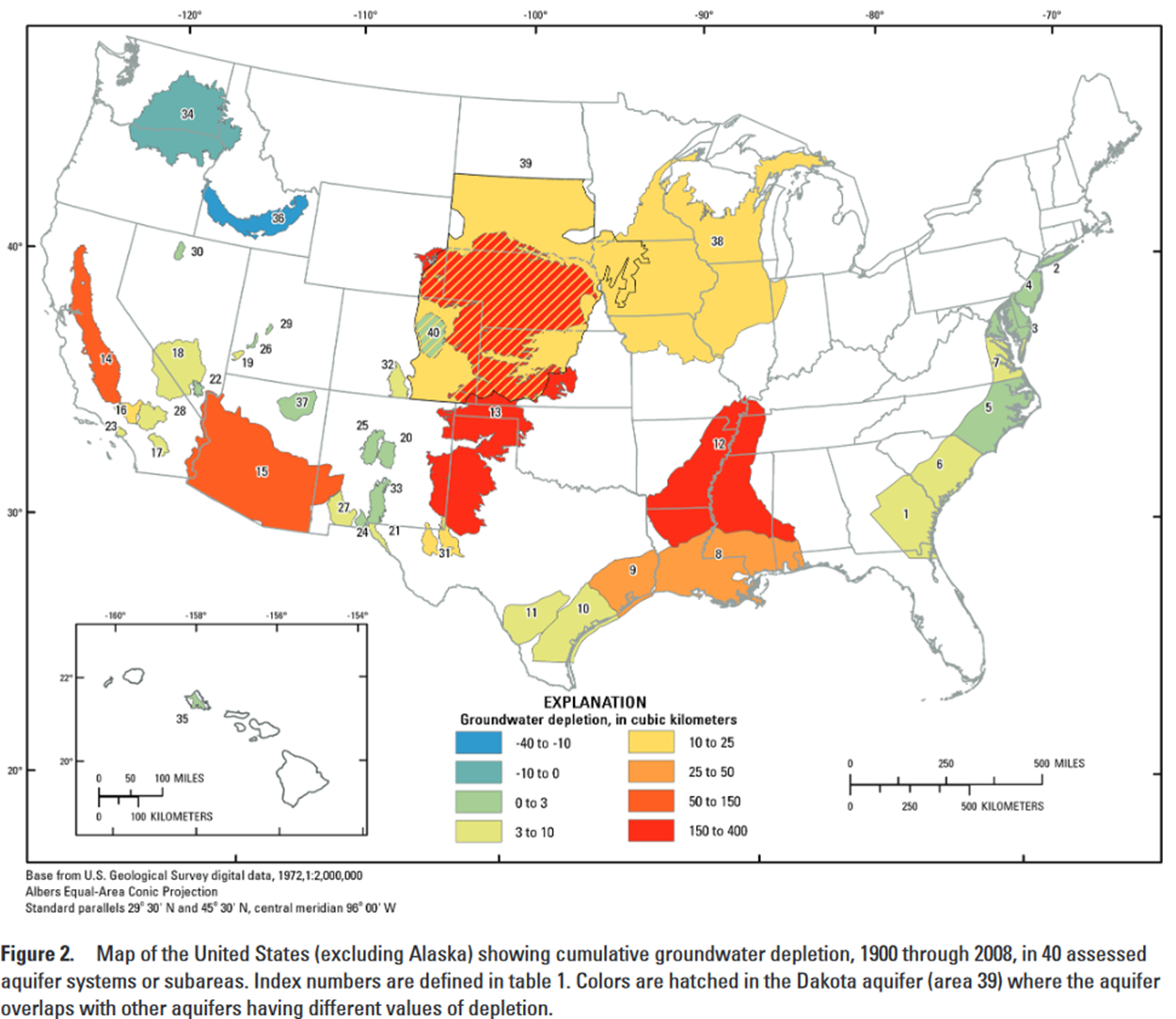 Map Of U S Showing Groundwater Levels Trends 1900 To 2008 U S Geological Survey