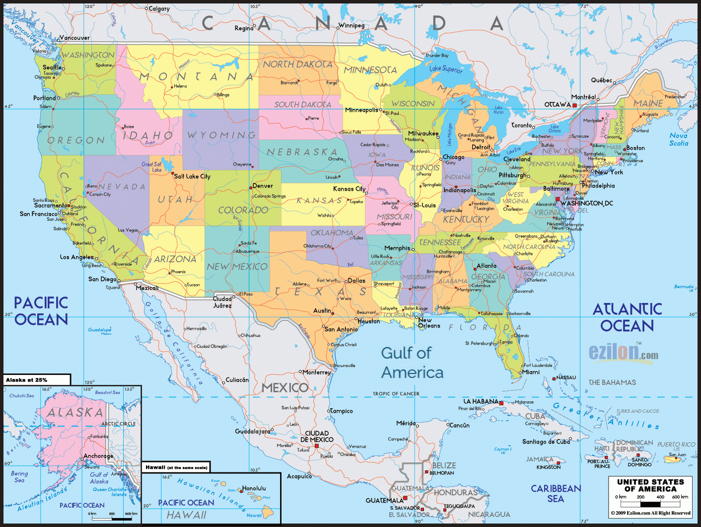 map of the united states with capital cities