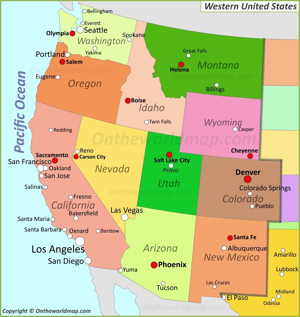 Map Of Western United States Ontheworldmap
