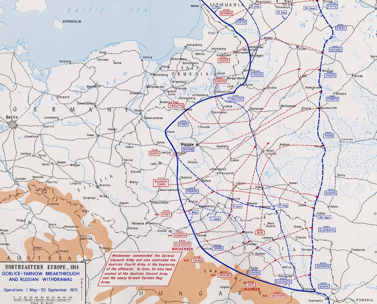 Map Of WWI Eastern Front May 1 Sept 30 1915