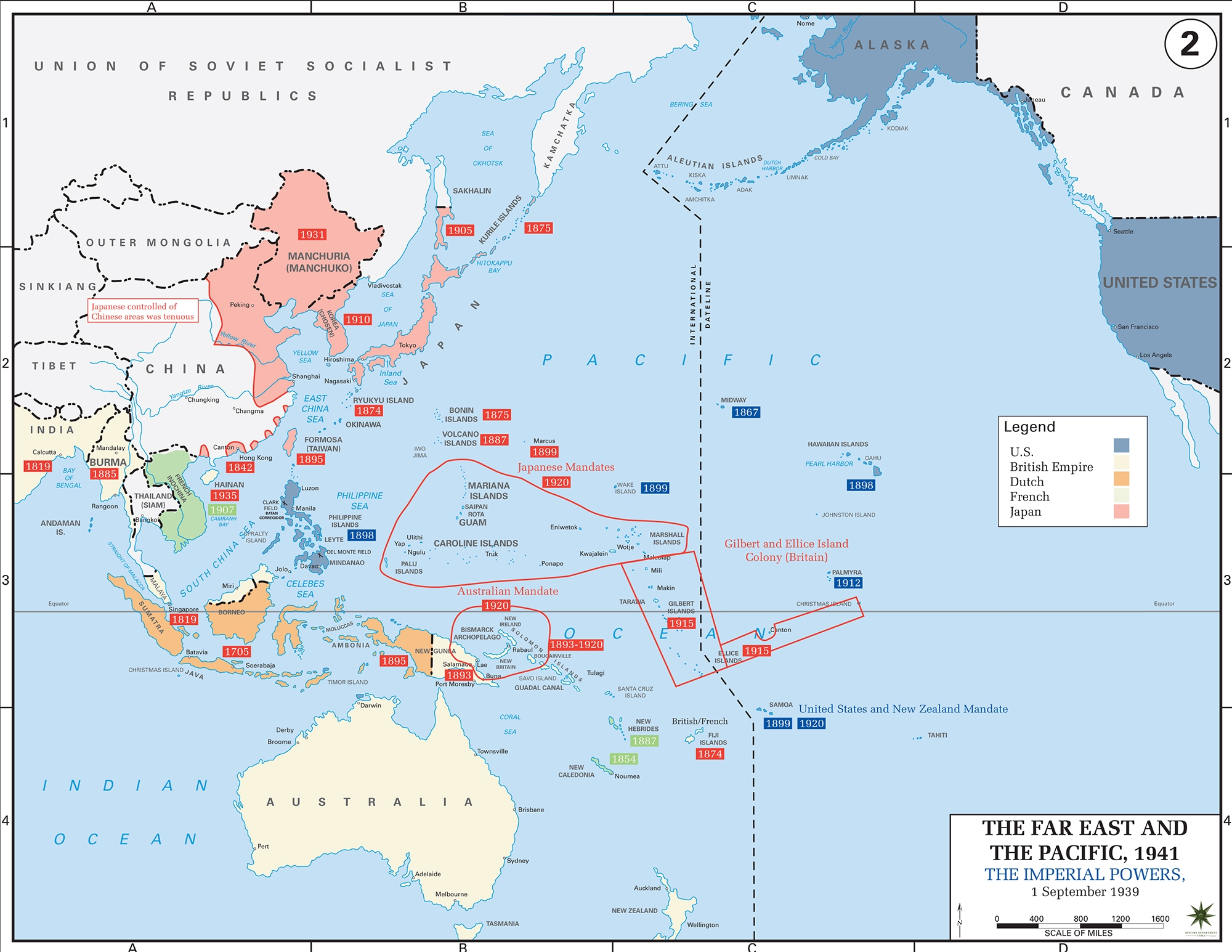 Map Of WWII In The Pacific The Imperial Powers 1939