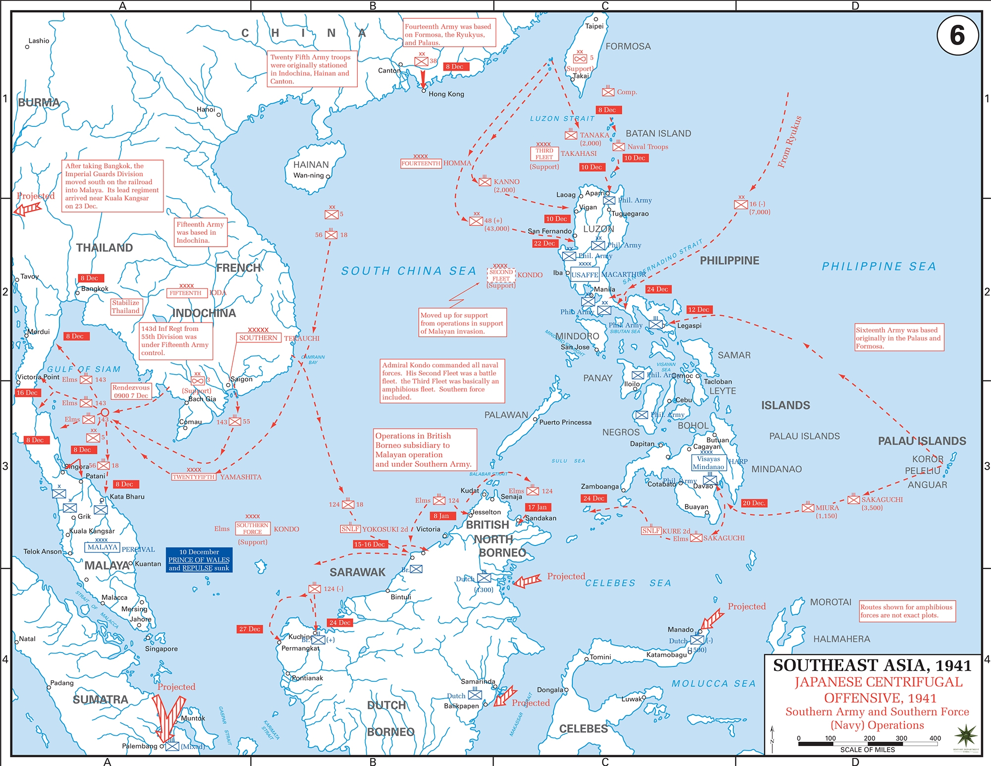 Map Of WWII Japanese Offensive 1941 Southeast Asia