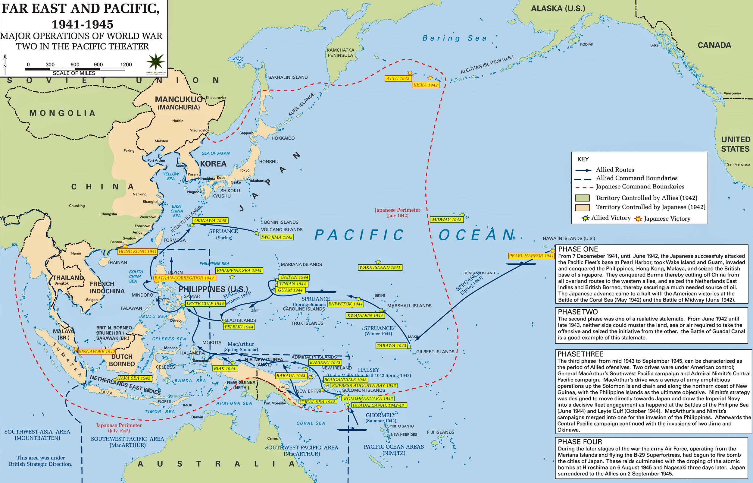 Map Of WWII Major Operations In Asia And The Pacific