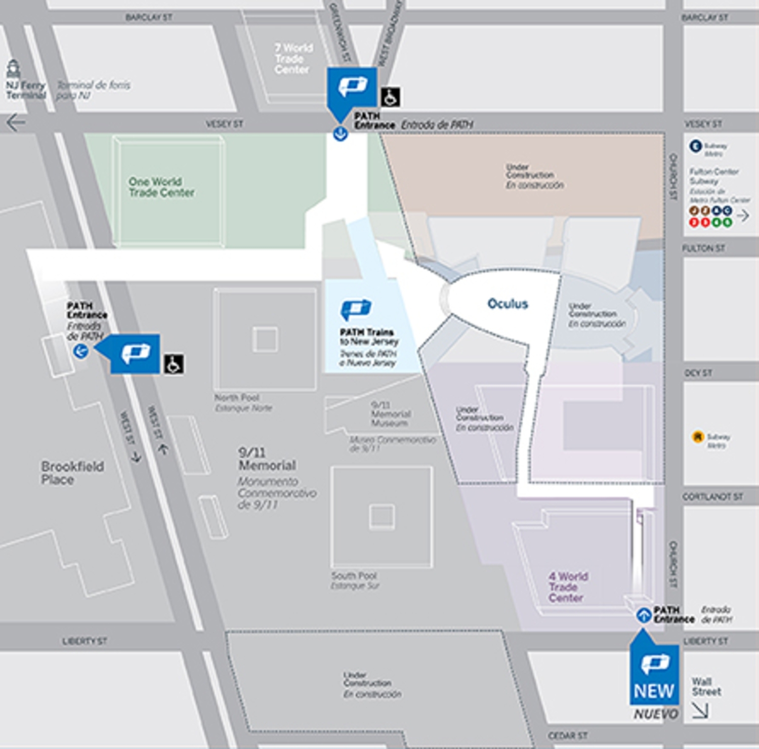 Map Showing Entire World Trade Center Subterranean Pathways Viewing NYC