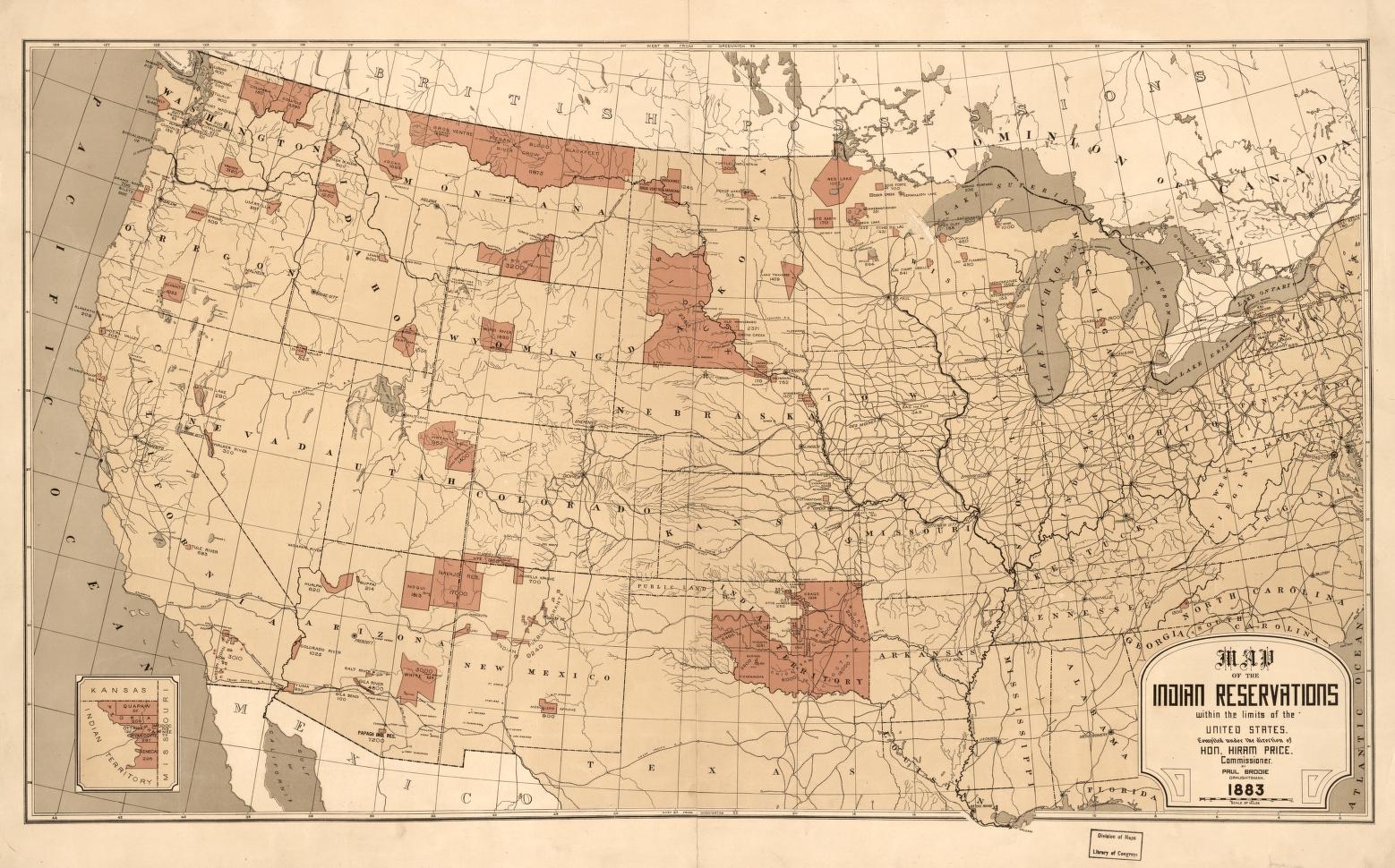 Map Showing Indian Reservations Within The Limits Of The United States 1883 Library Of Congress