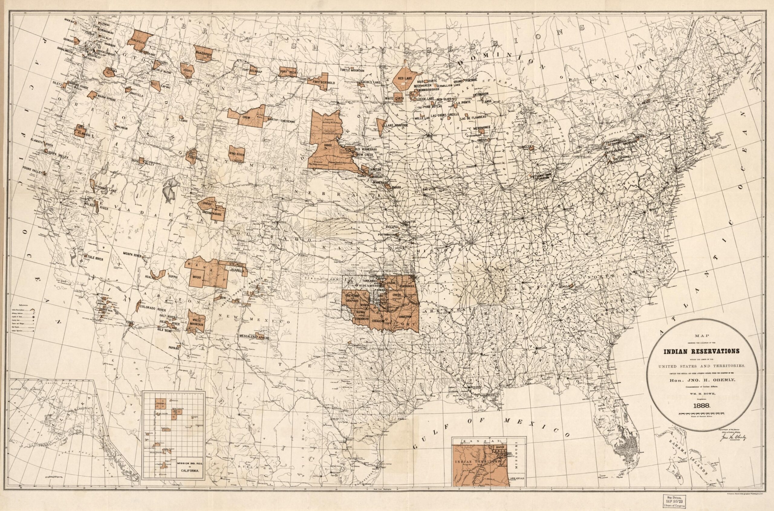 Map Showing The Location Of The Indian Reservations Within The Limits Of The United States And Territories Library Of Congress