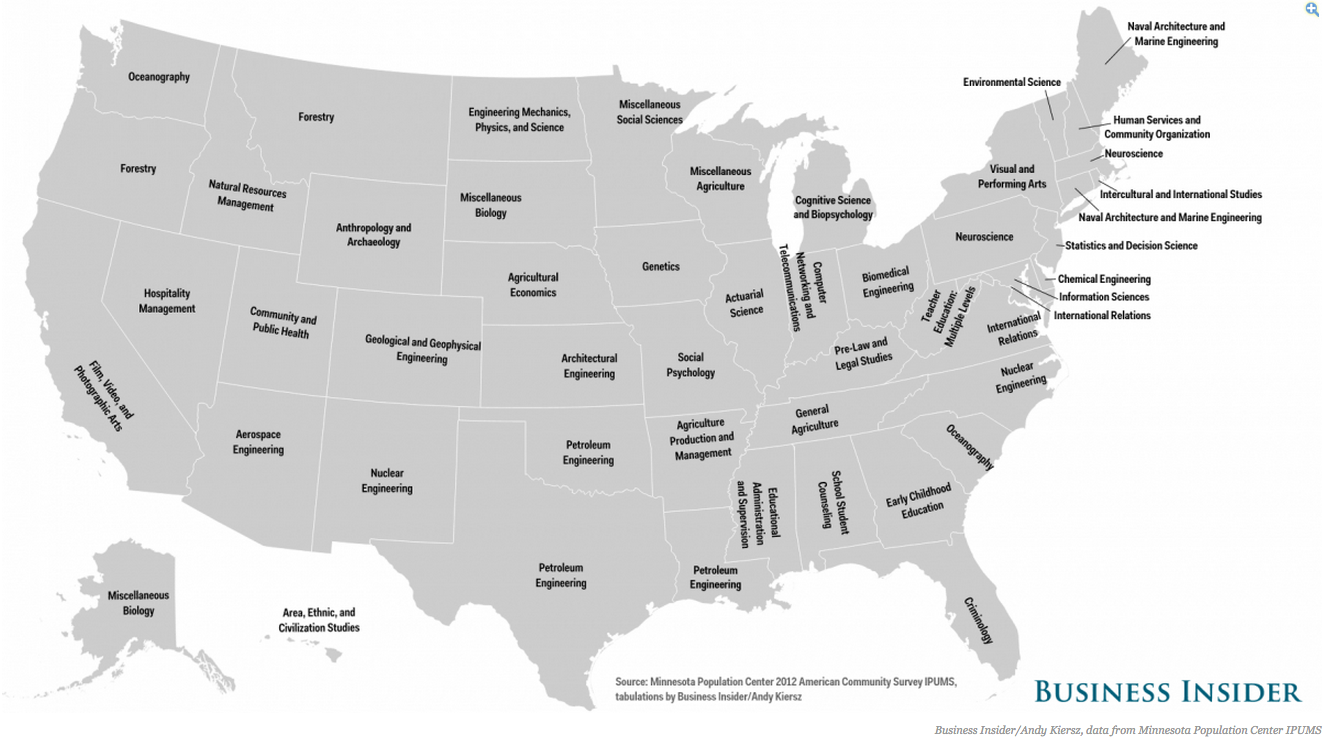 Map The Most Distinctive College Major In Your State Vox