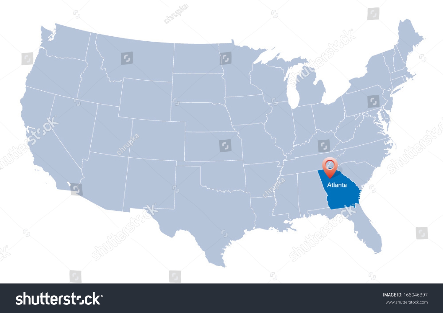 Map Usa Indication State Georgia Atlanta Stock Vector Royalty Free 168046397 Shutterstock