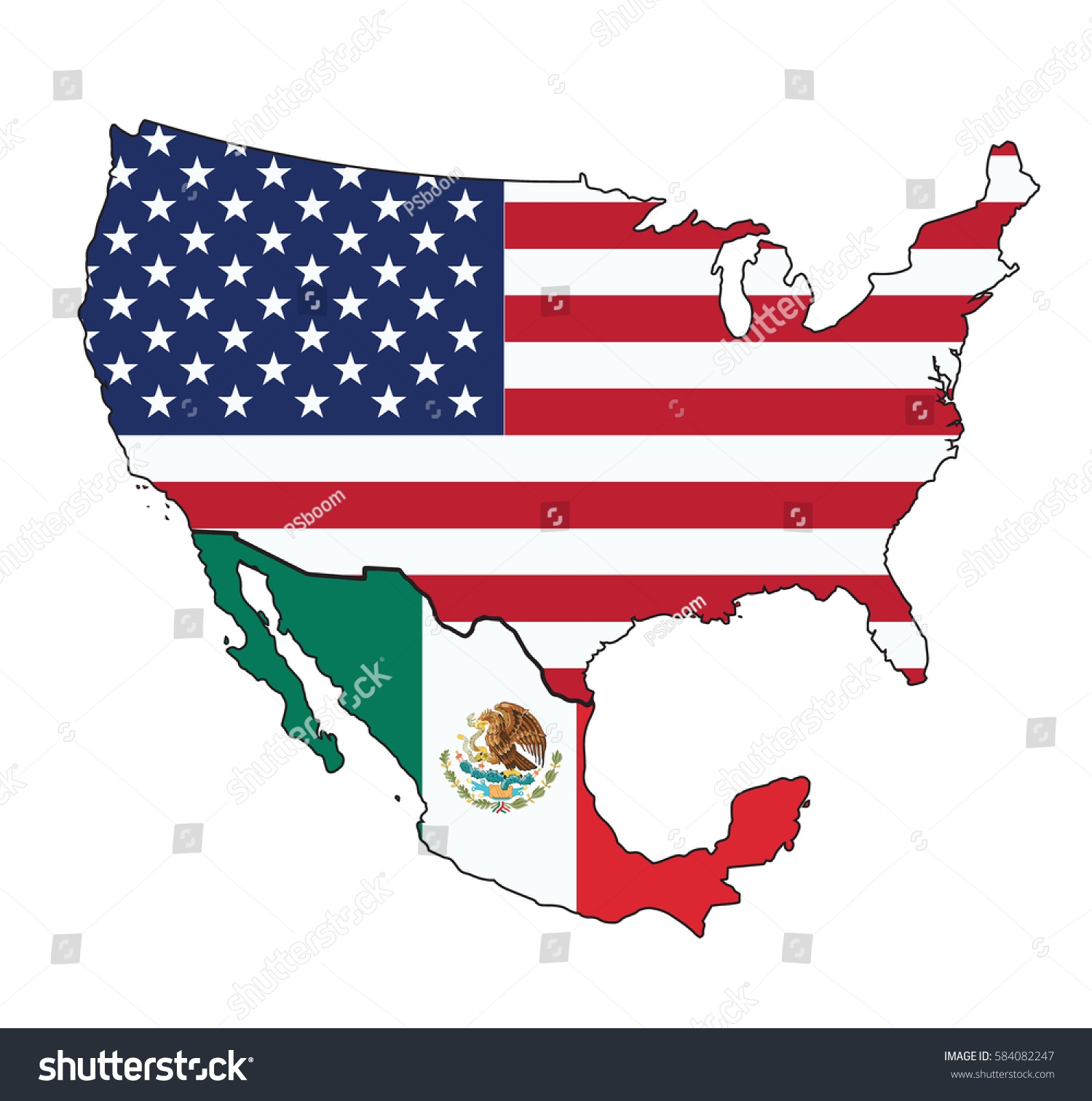 united states and mexico map