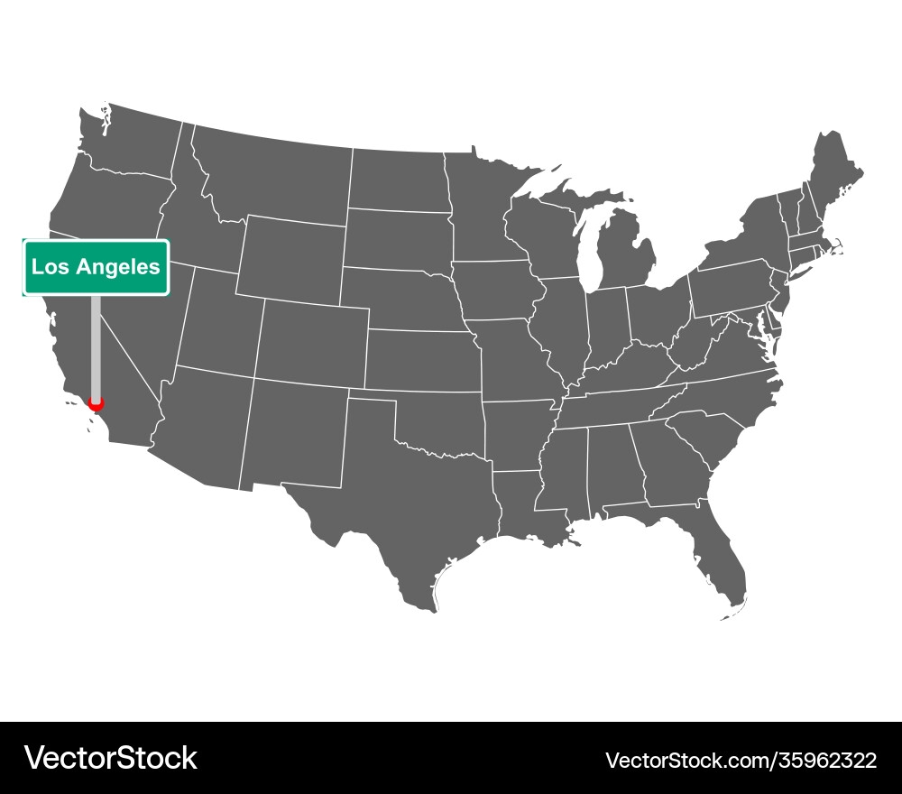 Map Usa With Road Sign Los Angeles Royalty Free Vector VectorStock