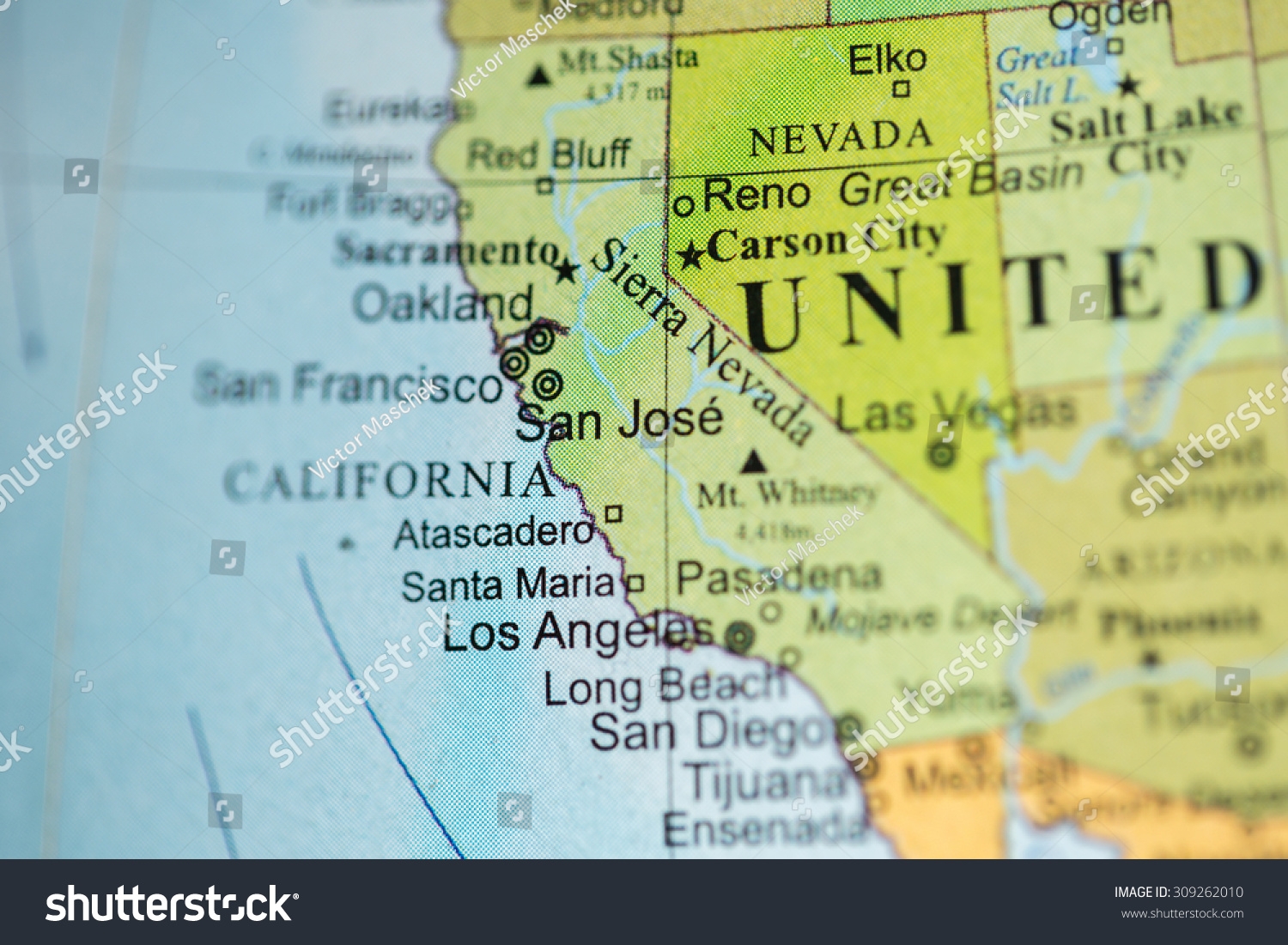 Map View California On Geographical Globe Stock Photo 309262010 Shutterstock