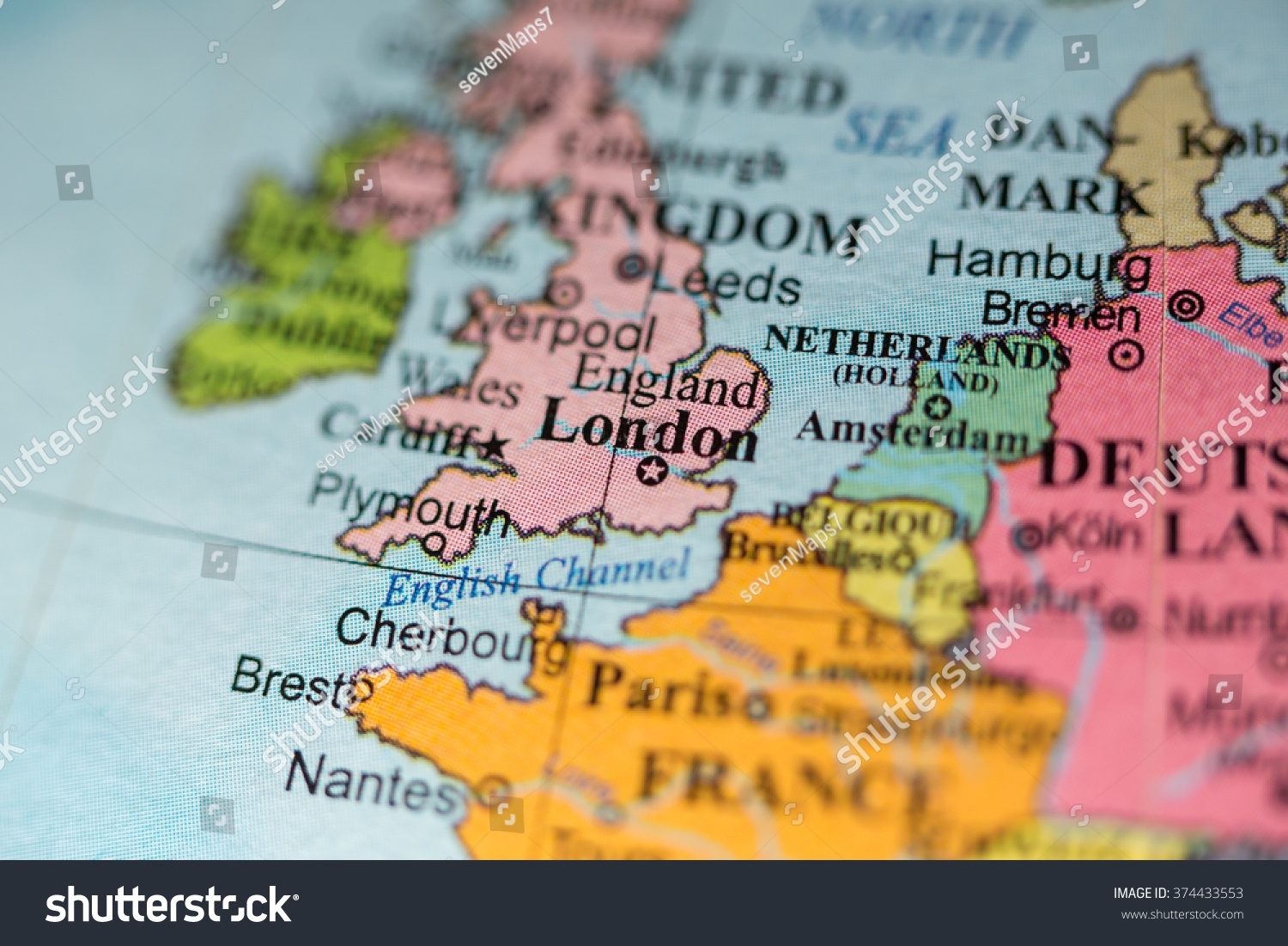 Map View London Uk On Geographical Stock Photo 374433553 Shutterstock