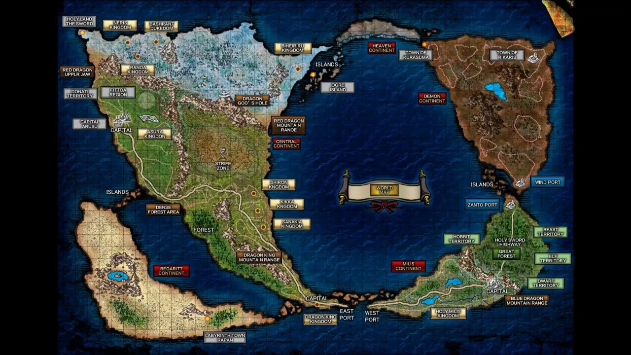 Mapa Mundial Para Game Player Mushoku Tensei YouTube