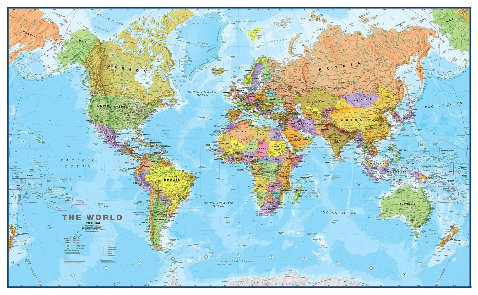 Maps Giant World Map Mega Map Of The World Poster Walmart