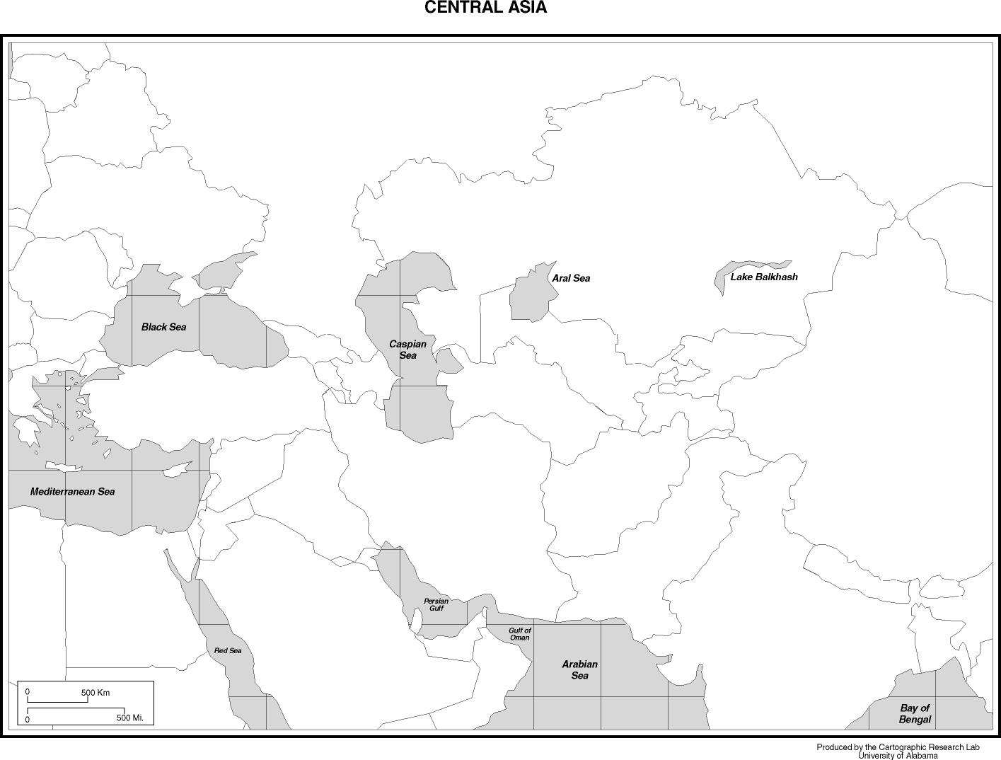 central asia map blank
