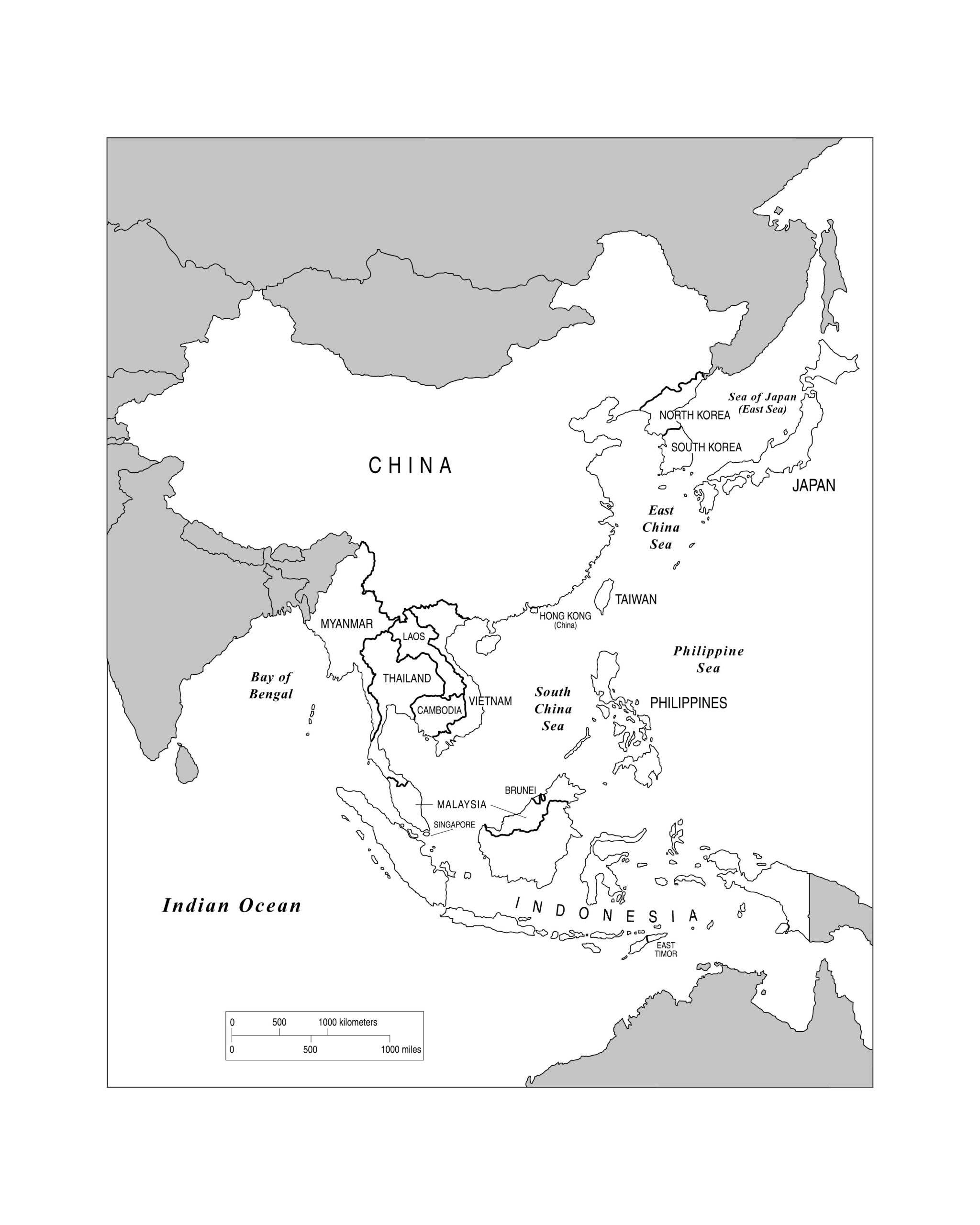blank asia map political