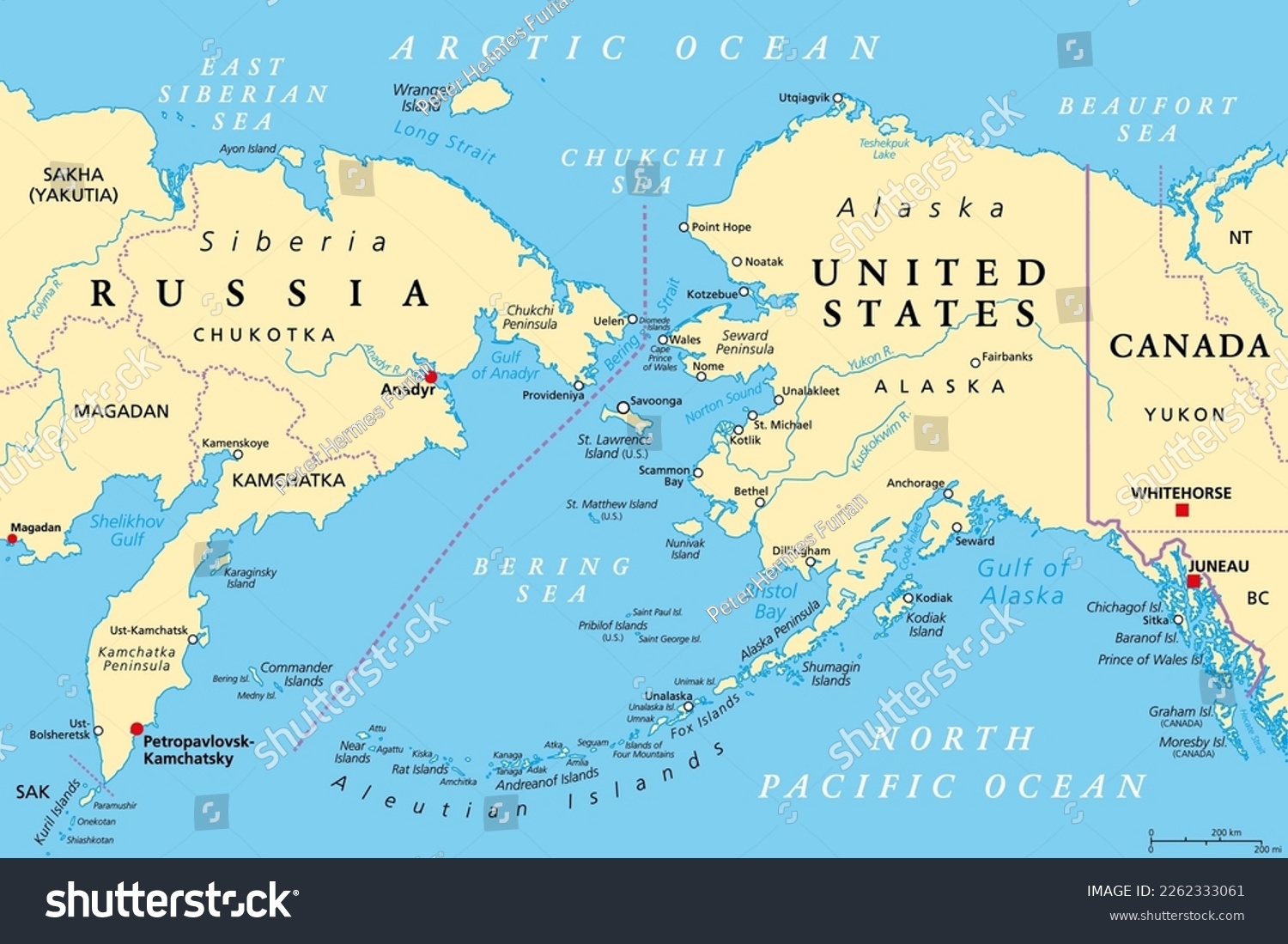 Maritime Boundary Between Russia United States Stock Vector Royalty Free 2262333061 Shutterstock