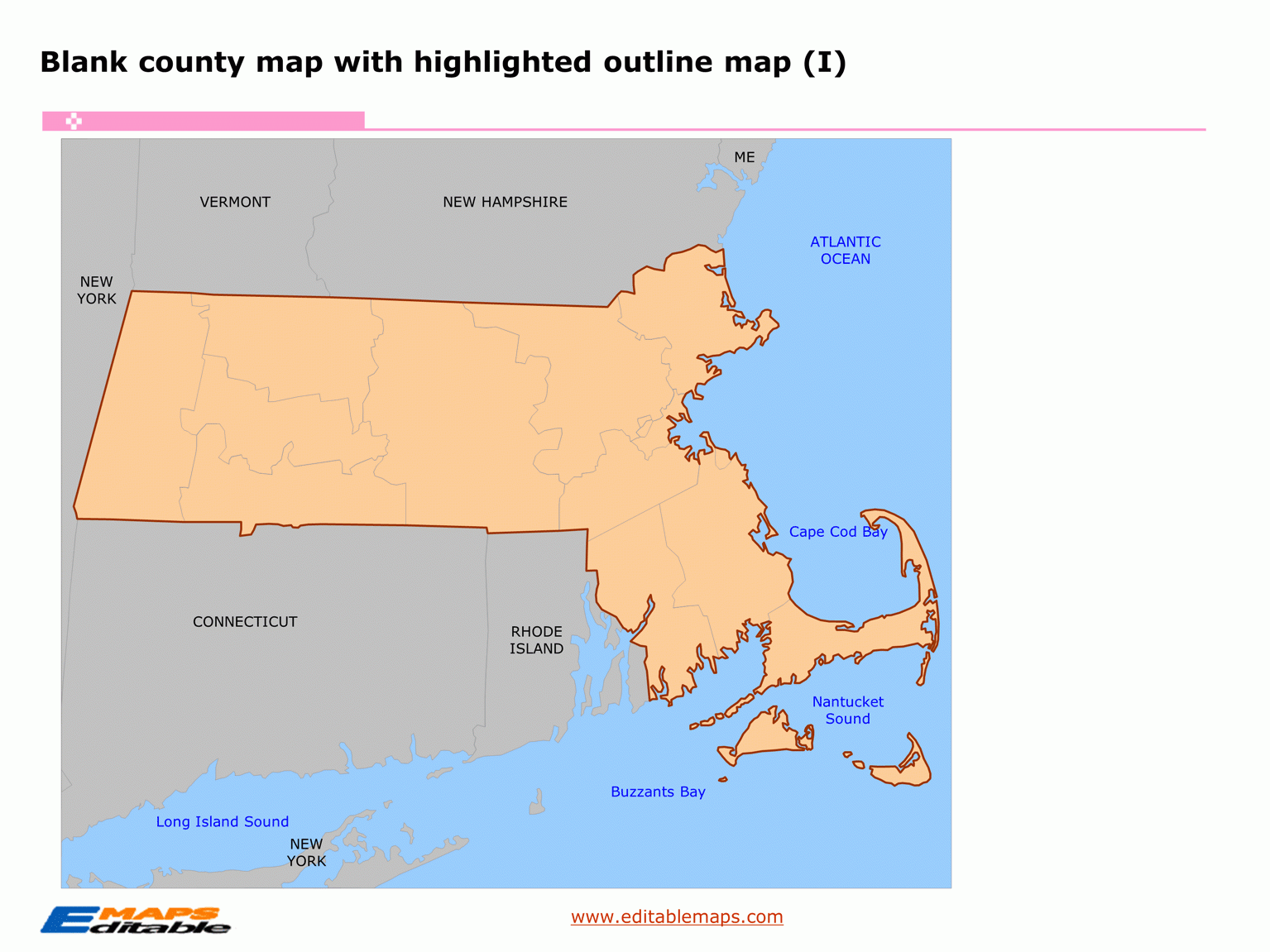 Massachusetts Map Editable PowerPoint Maps