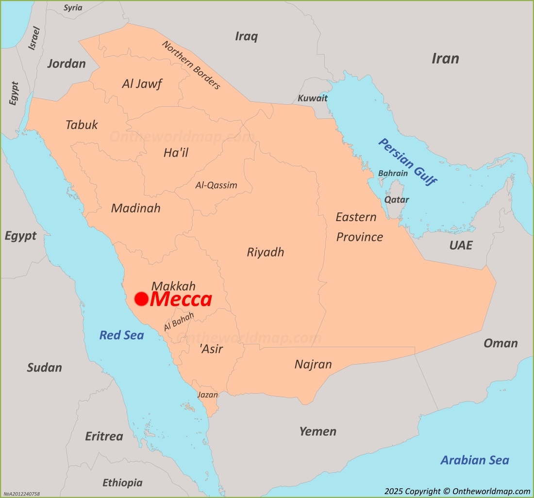 mecca on world map
