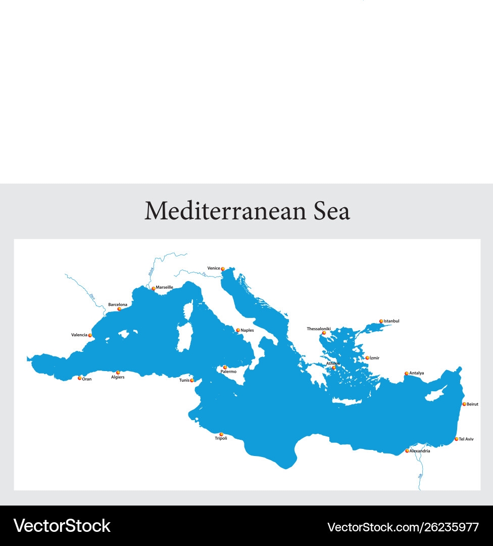 Mediterranean Sea Outline Map Royalty Free Vector VectorStock
