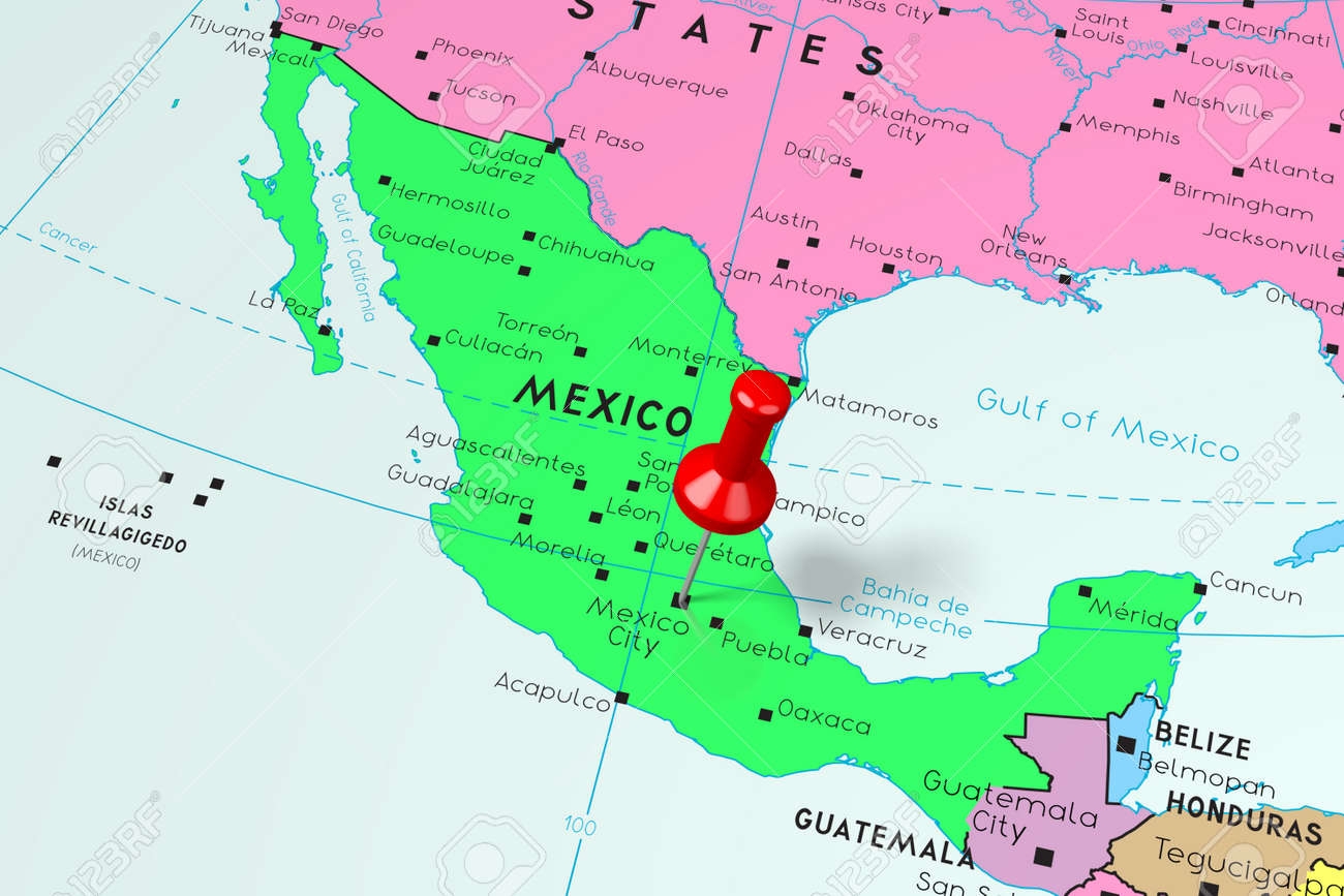 Mexico Mexico City Capital City Pinned On Political Map Stock Photo Picture And Royalty Free Image Image 126400252 