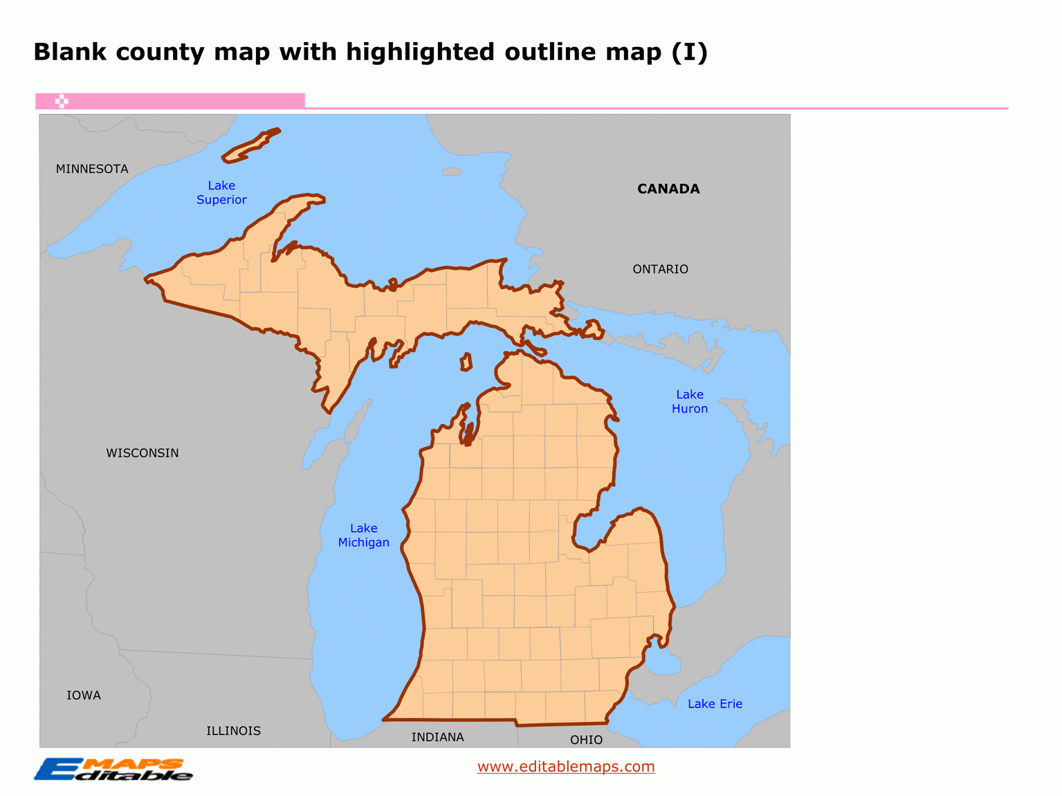 Michigan Map Editable PowerPoint Maps