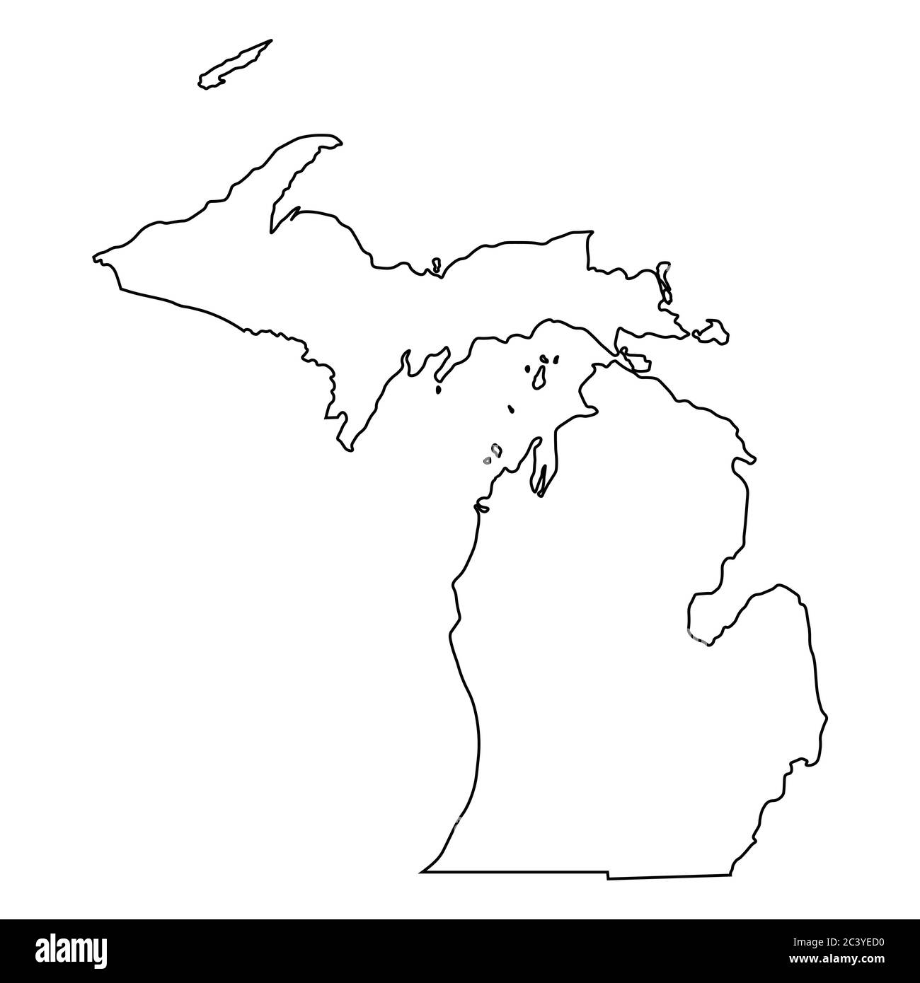 Michigan MI State Maps Black Outline Map Isolated On A White Background EPS Vector Stock Vector Image Art Alamy
