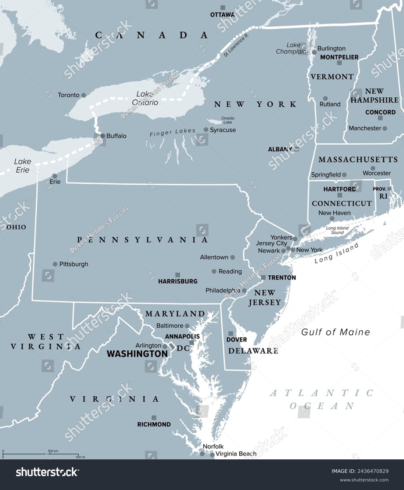 Mid atlantic Region United States Gray Political Stock Vector Royalty Free 2436470829 Shutterstock