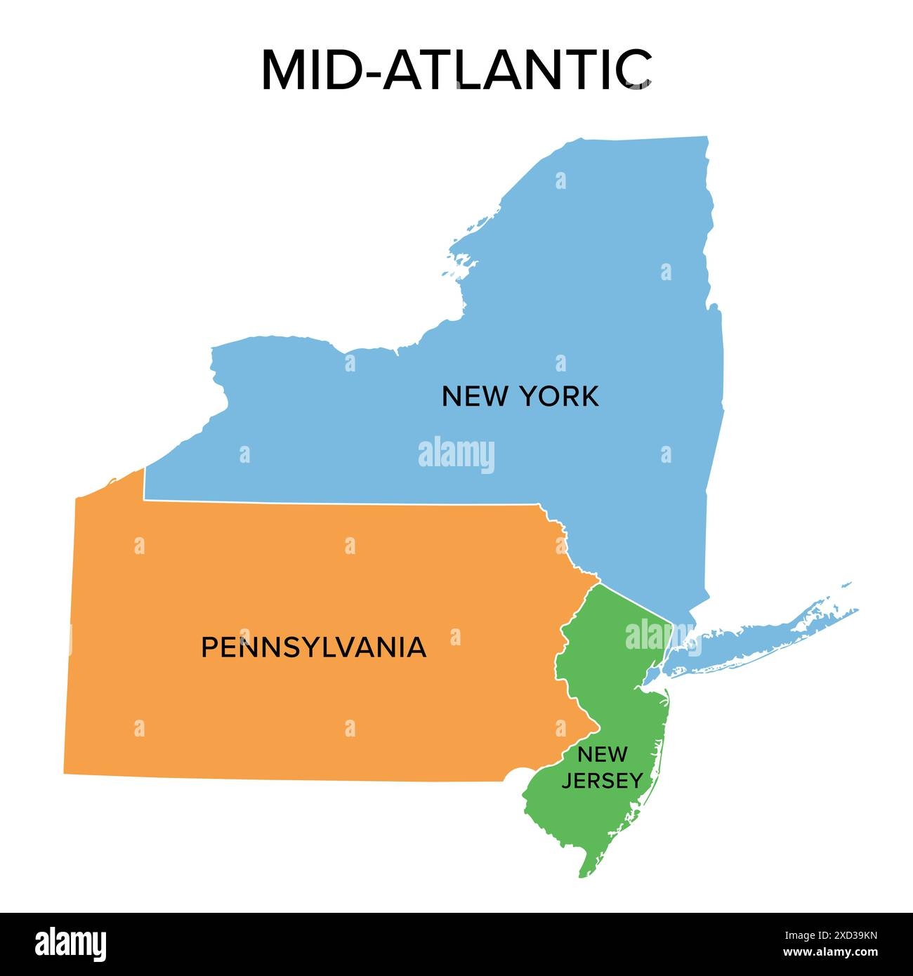 Mid Atlantic States Map Cut Out Stock Images Pictures Alamy