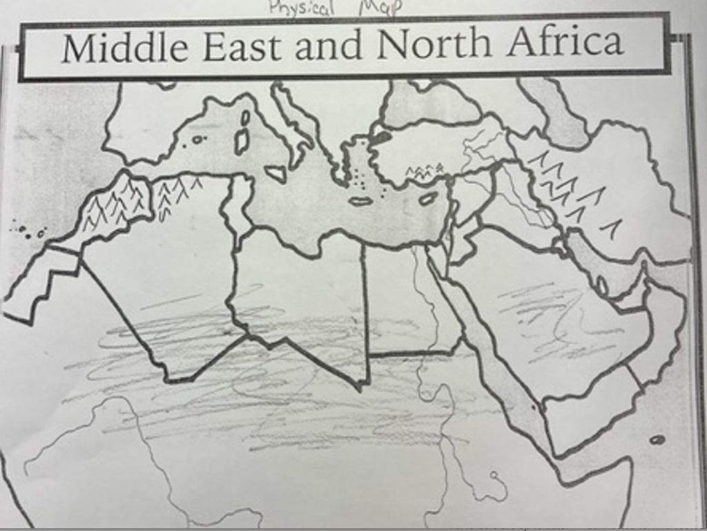 Middle East And North Africa Physical Map Diagram Quizlet