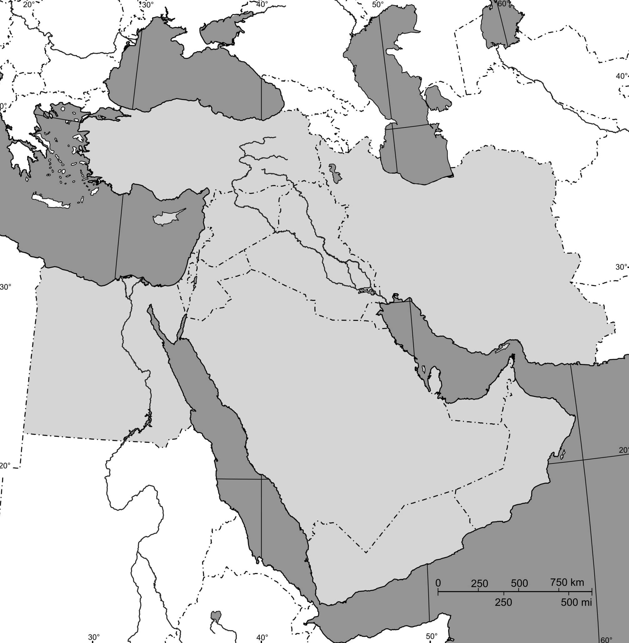 blank map of the middle east