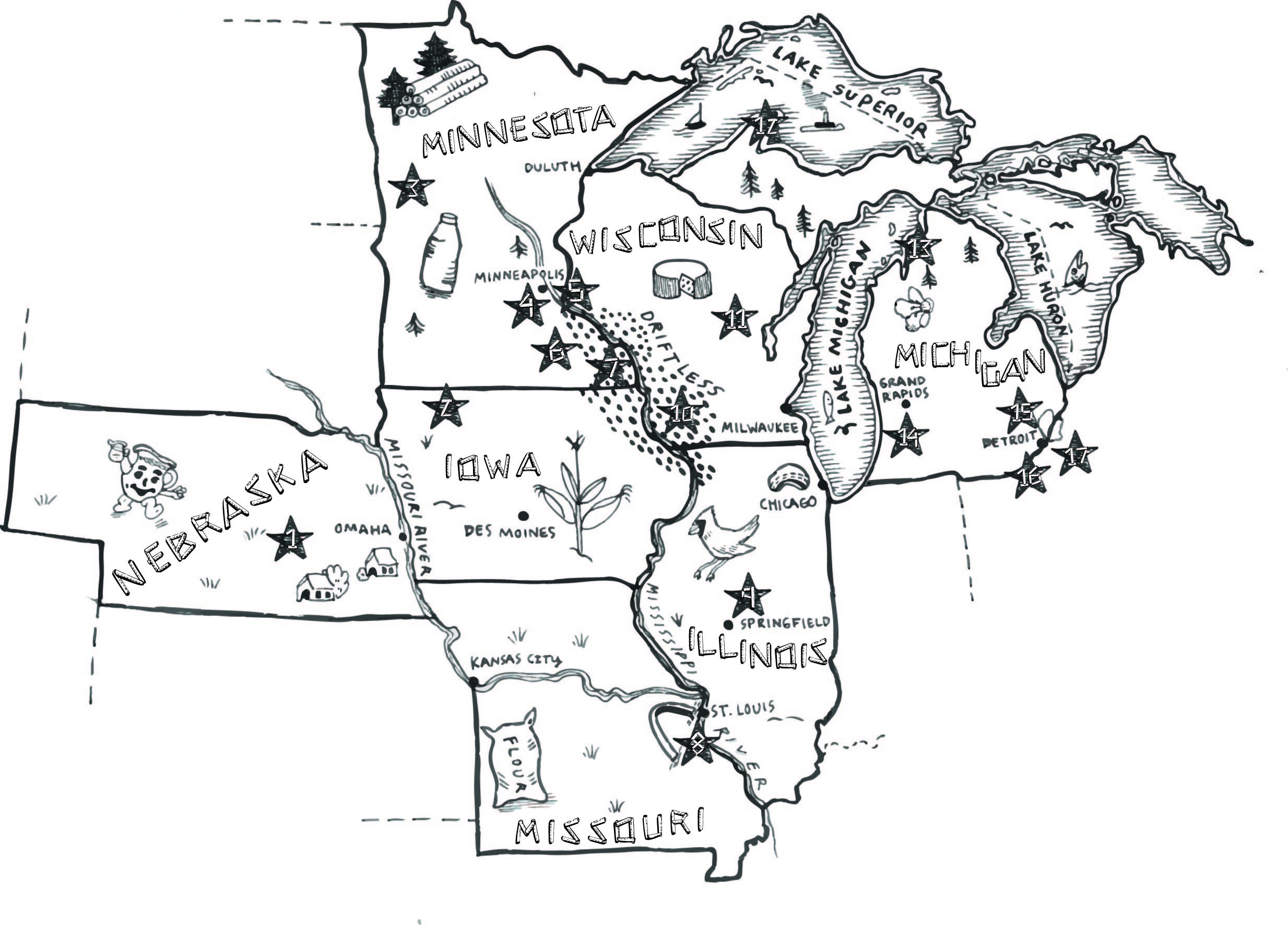 Midwest Map Piney Wood Atlas
