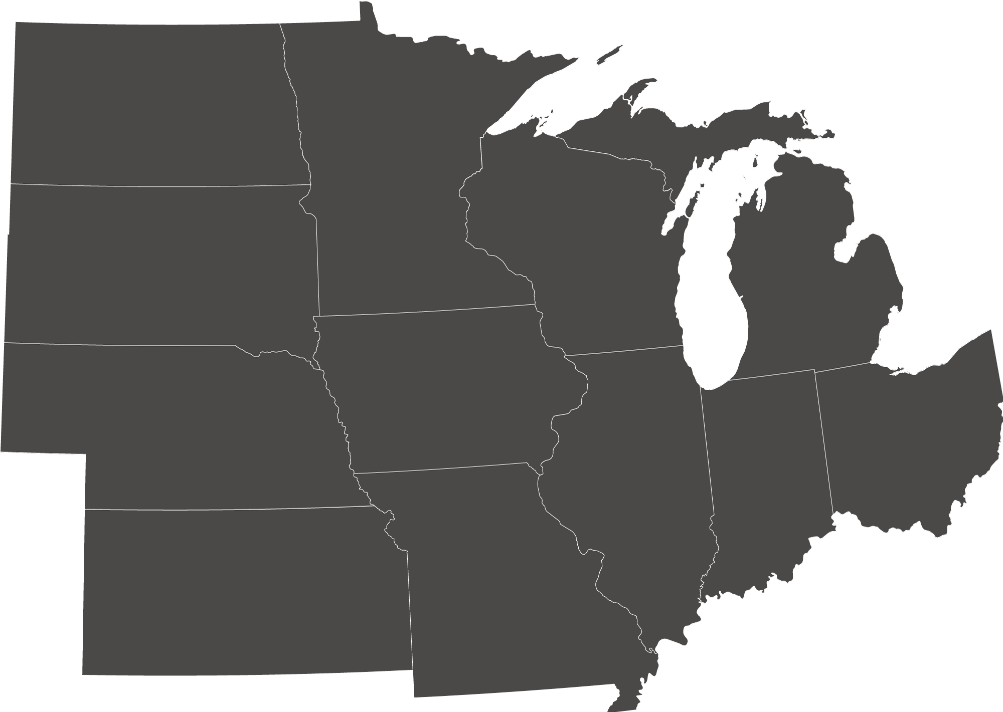 blank map of midwest states