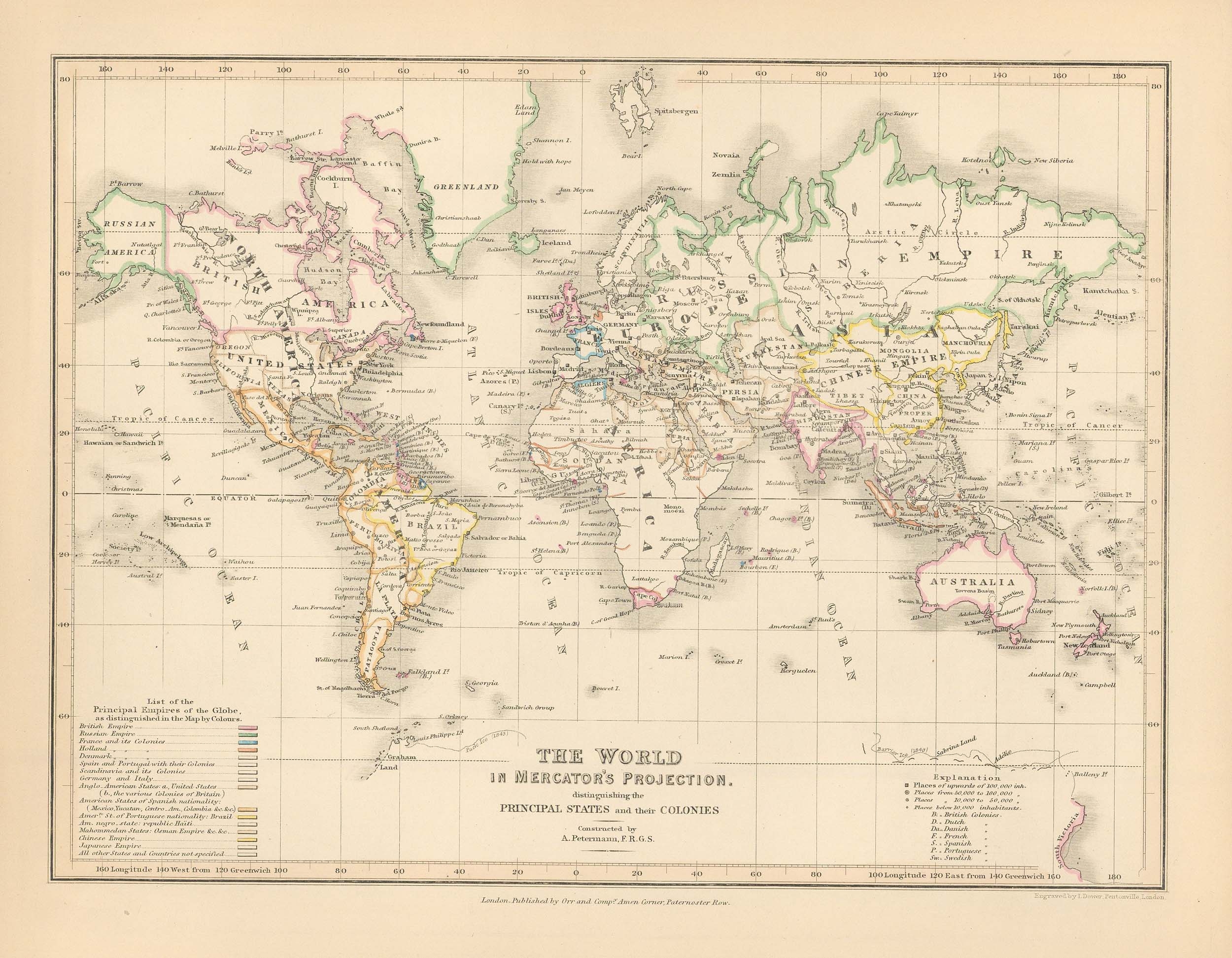 Milner s 1850 Map Of The World In Mercator s Projection Art Source International