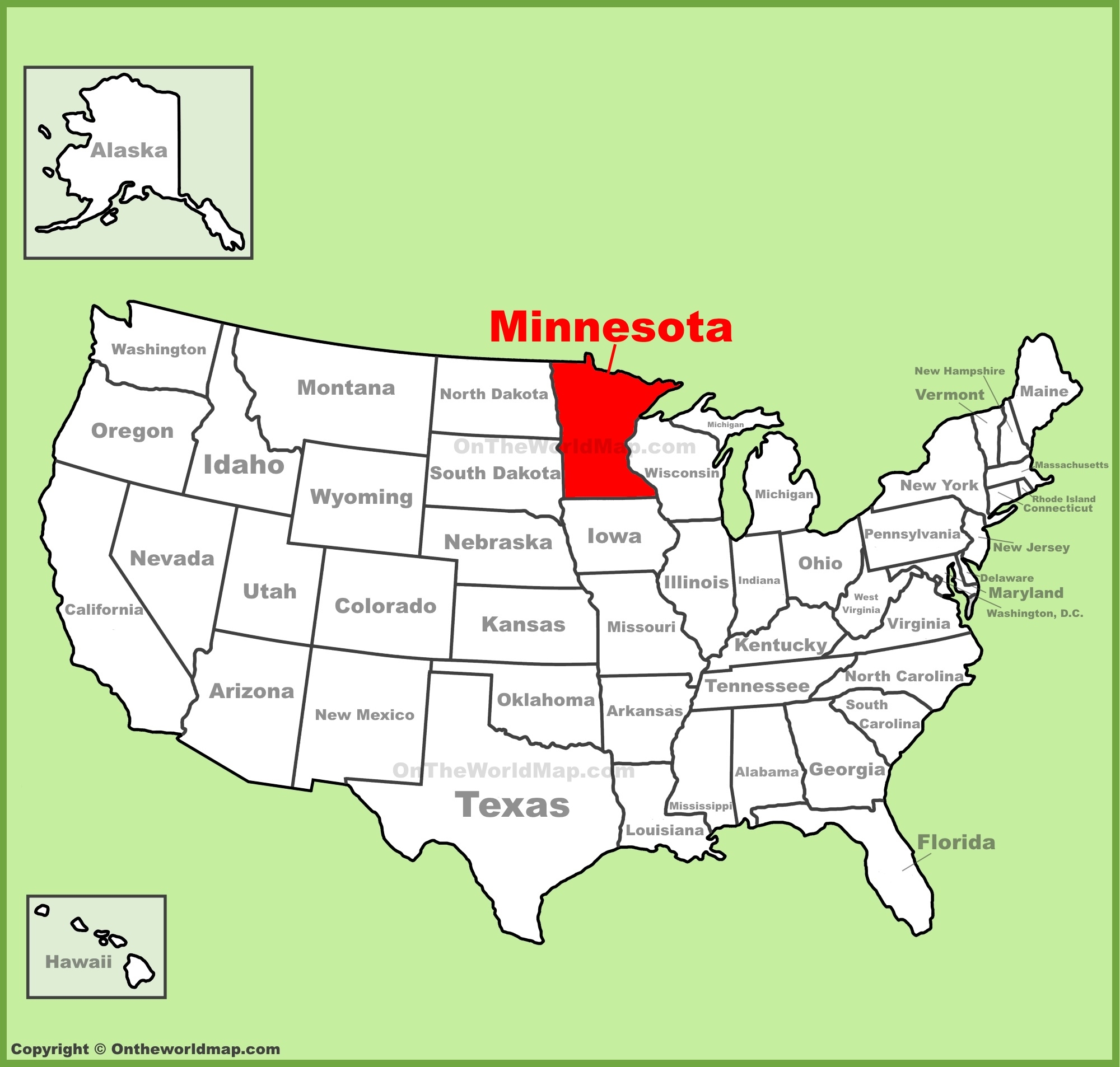 Minnesota Location On The U S Map Ontheworldmap