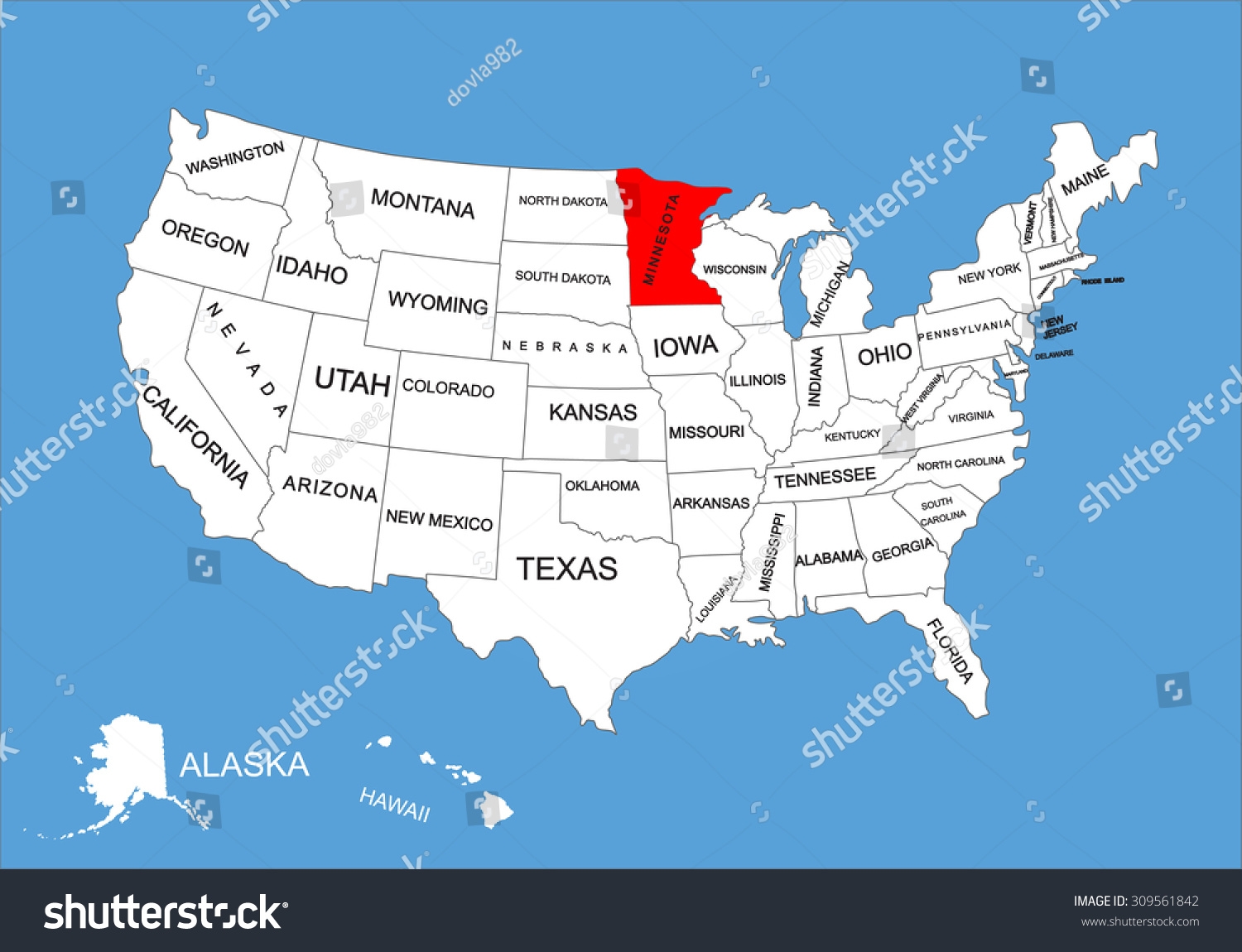 Minnesota State Usa Vector Map Isolated Stock Vector Royalty Free 309561842 Shutterstock