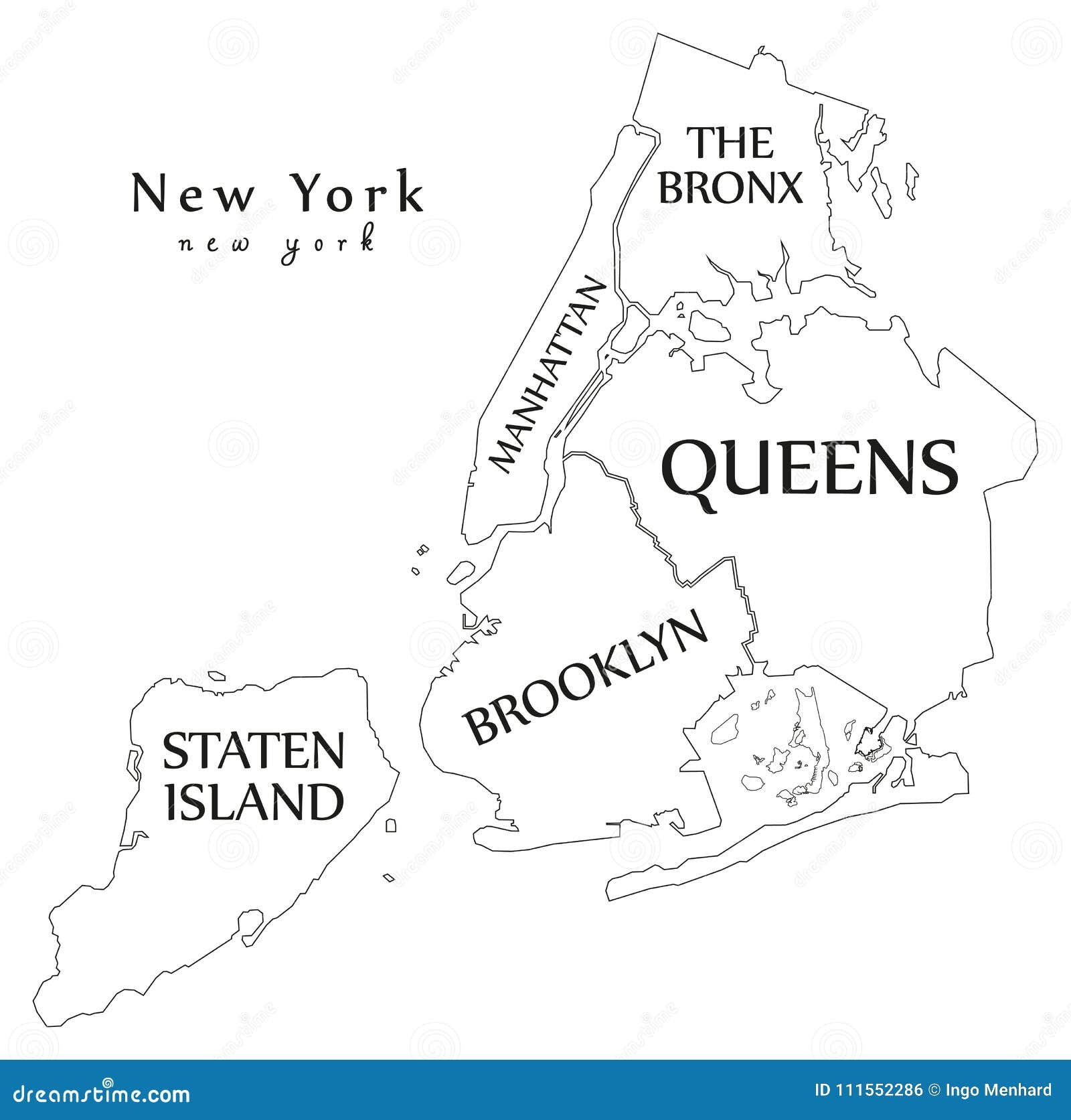 Modern City Map New York City Of The USA With Boroughs And Tit Stock Vector Illustration Of Area Flats 111552286