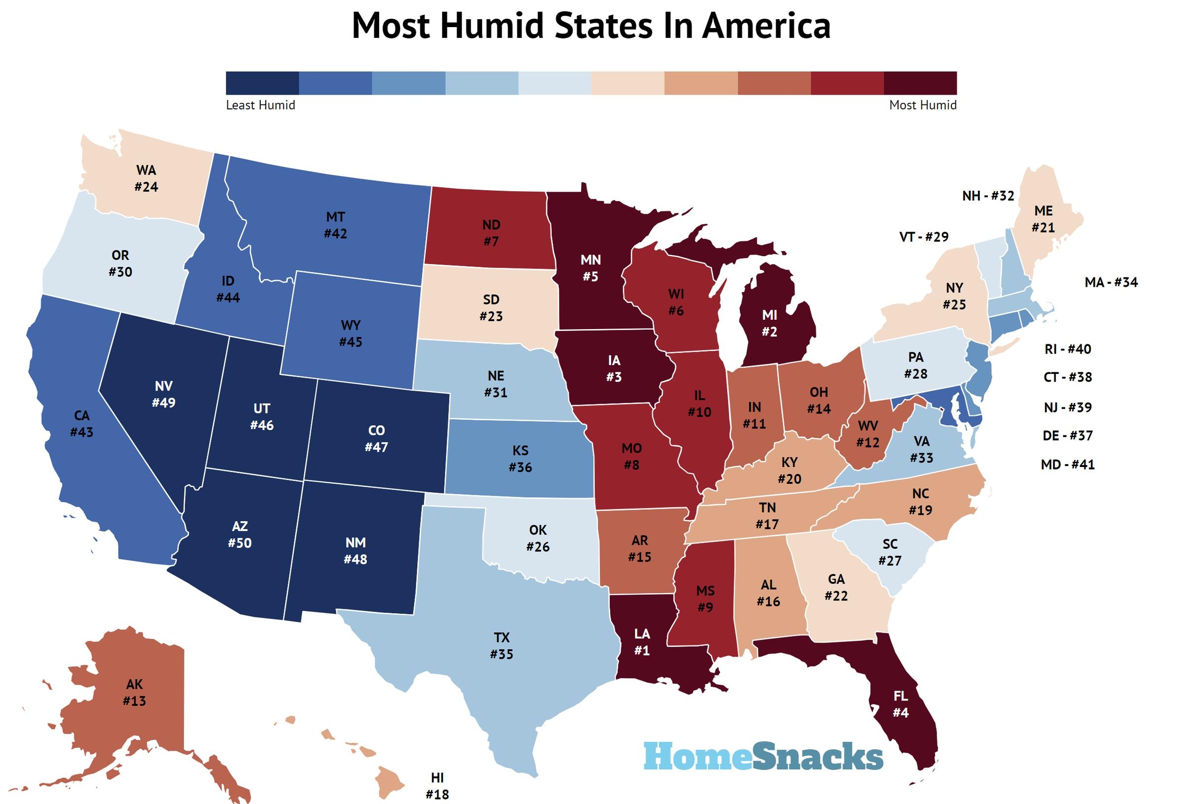 humidity map united states