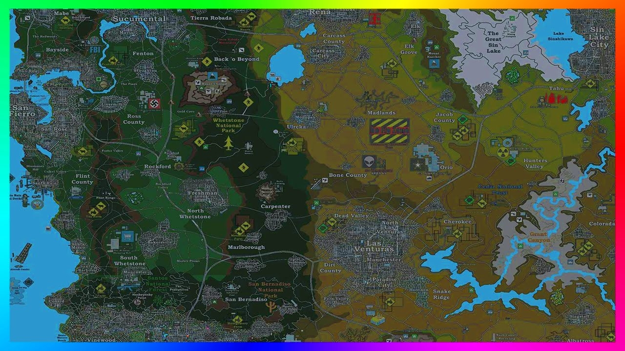 Most Incredible ULTIMATE GTA USA World Map With Over 100 Cities Islands MORE GTA 5 YouTube