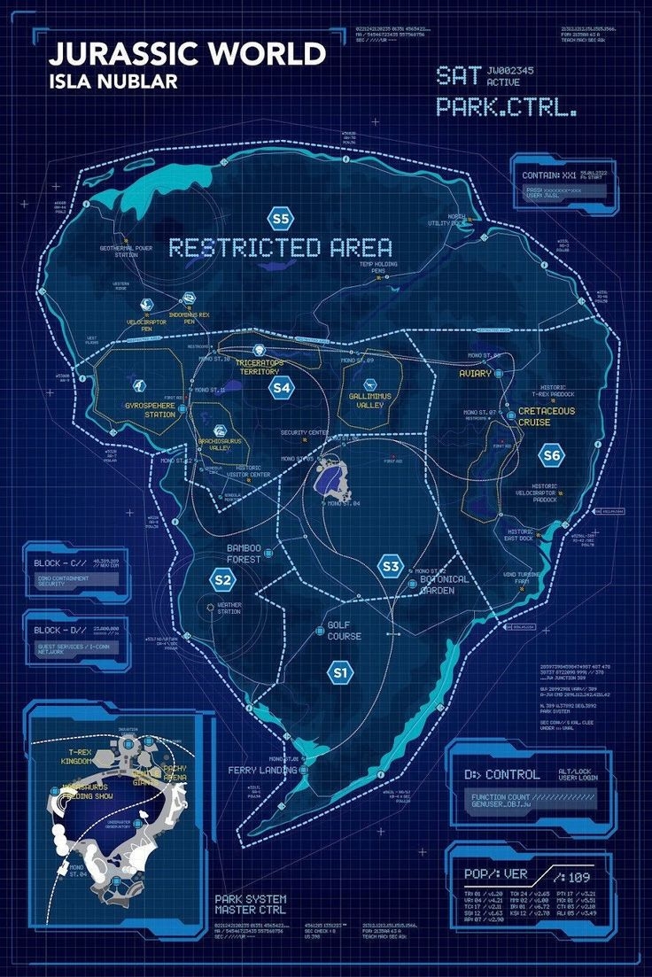 map of jurassic world