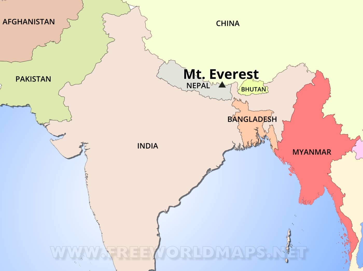 Mt Everest Map By Freeworldmaps