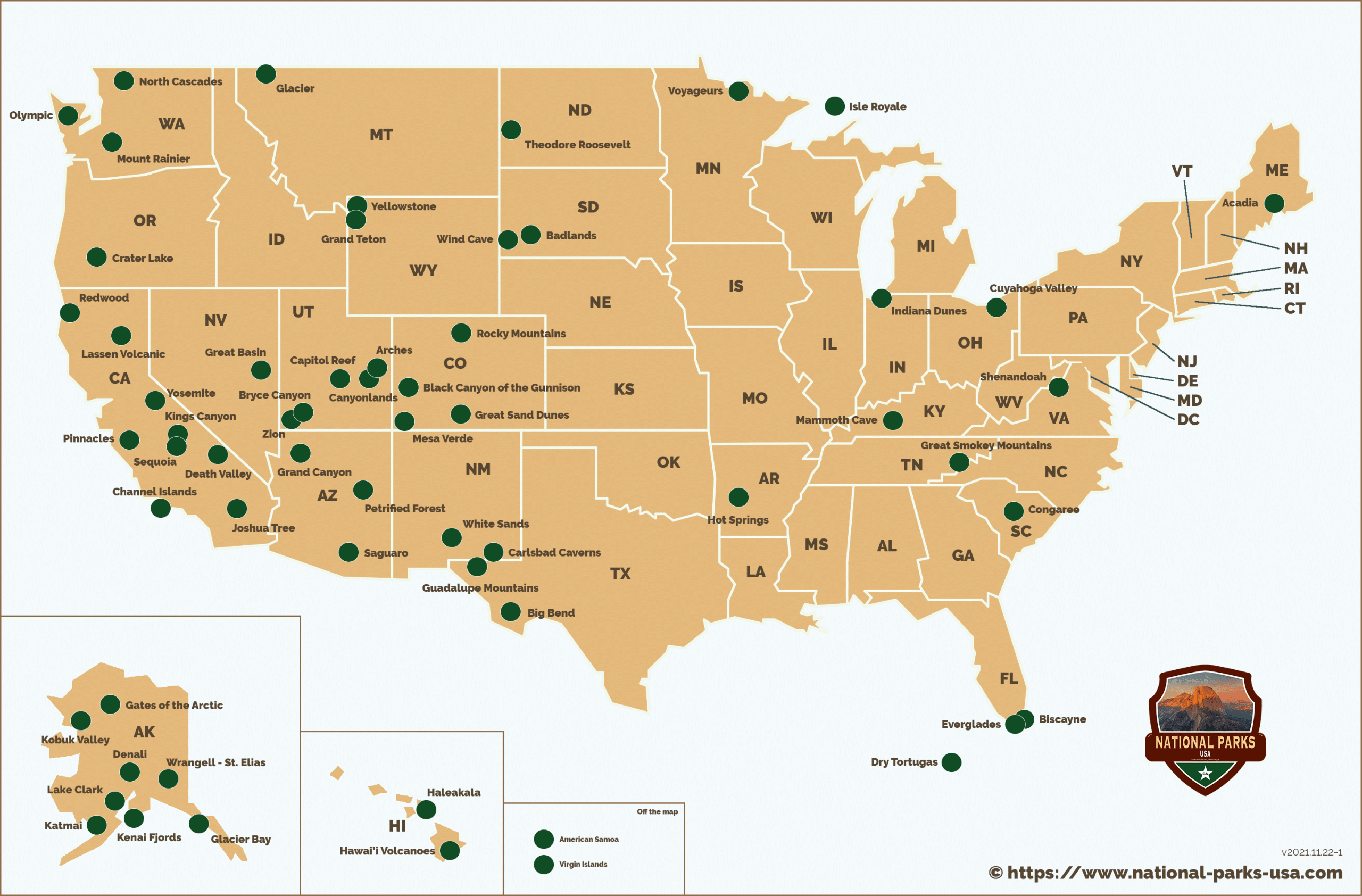 National Parks Map USA National Parks USA