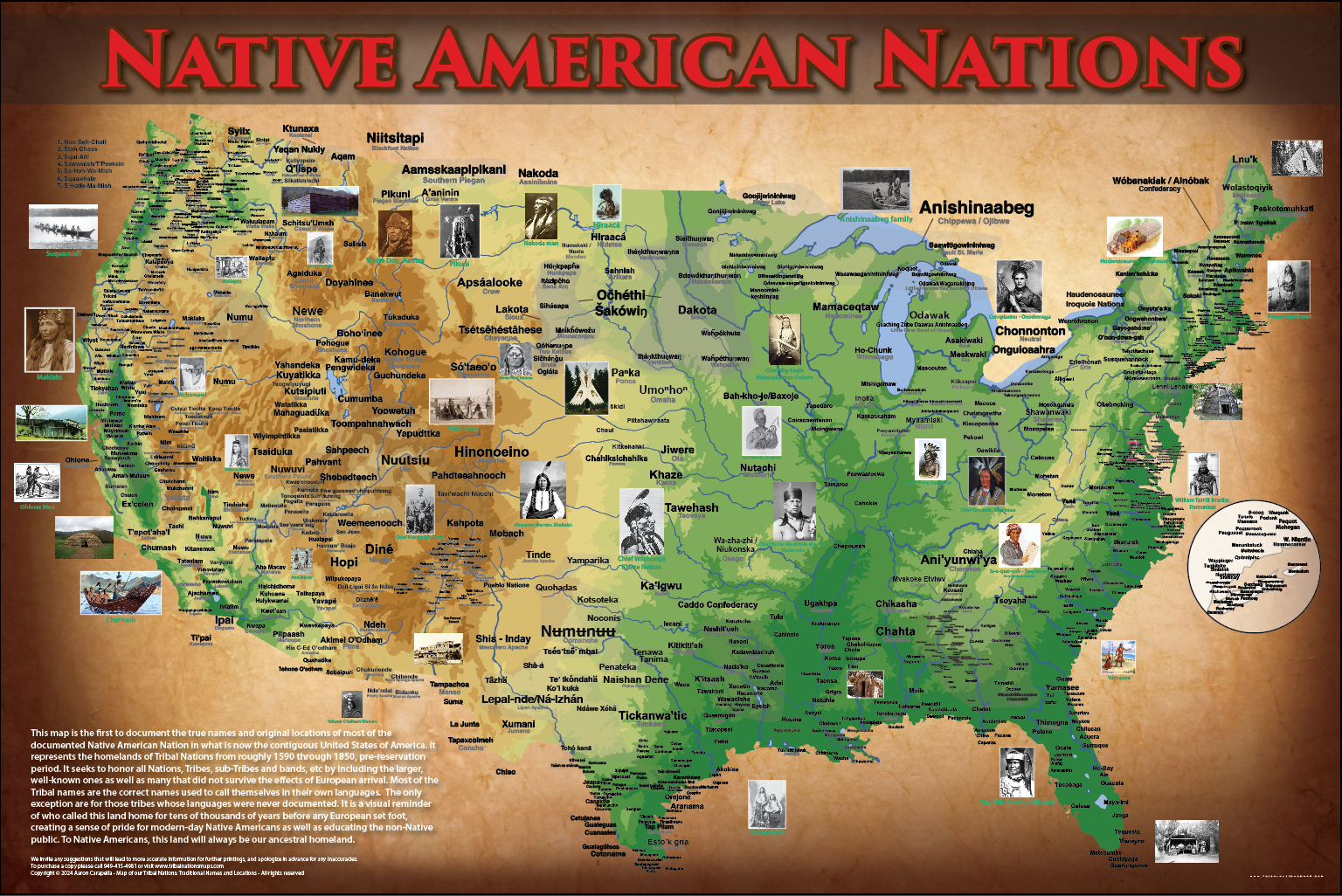 Native America Topographical 24 x36 