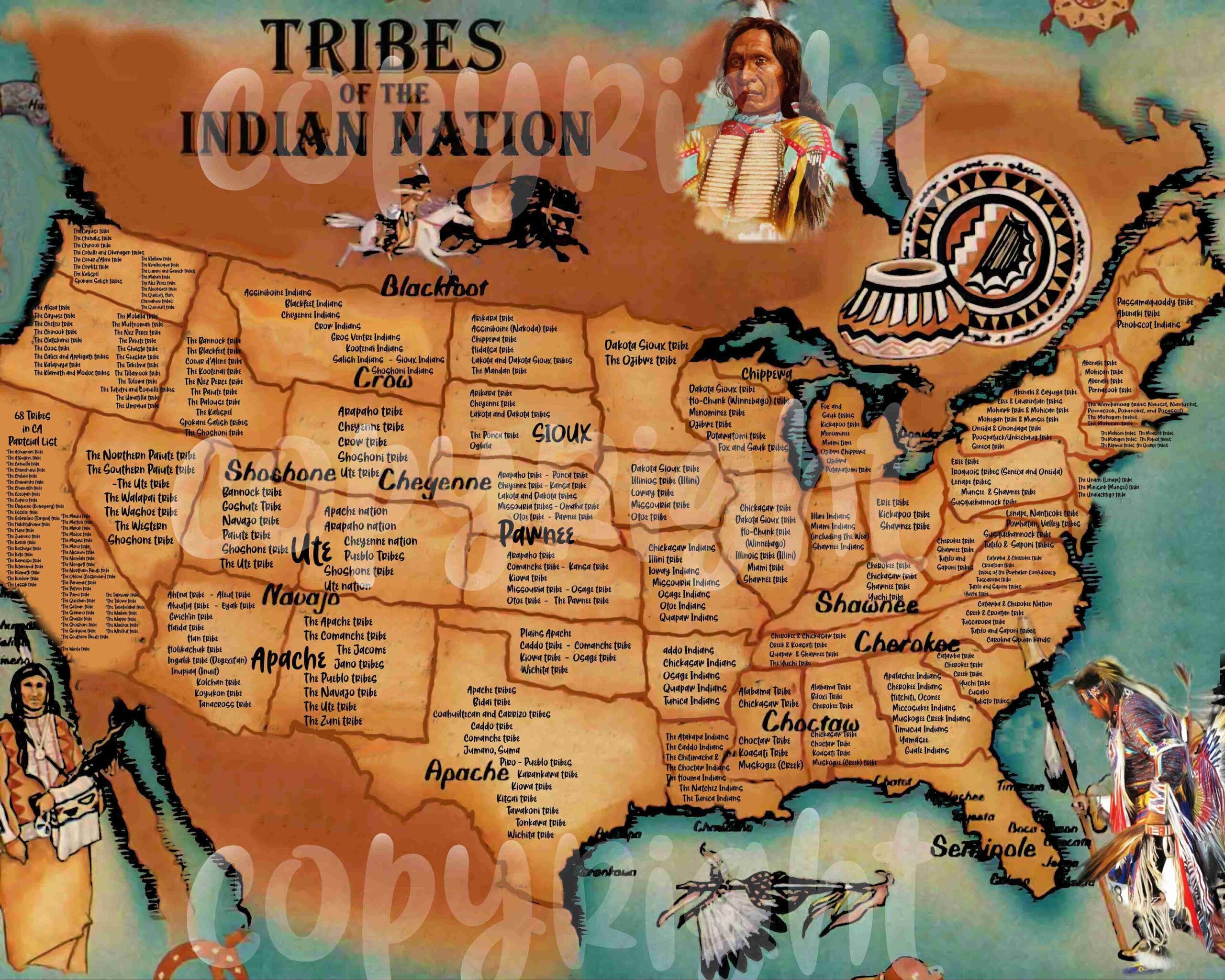 Native American Indians Tribal Map United States Includes Tribal Names And Locations Most Complete Map And Detail Online Etsy Hong Kong