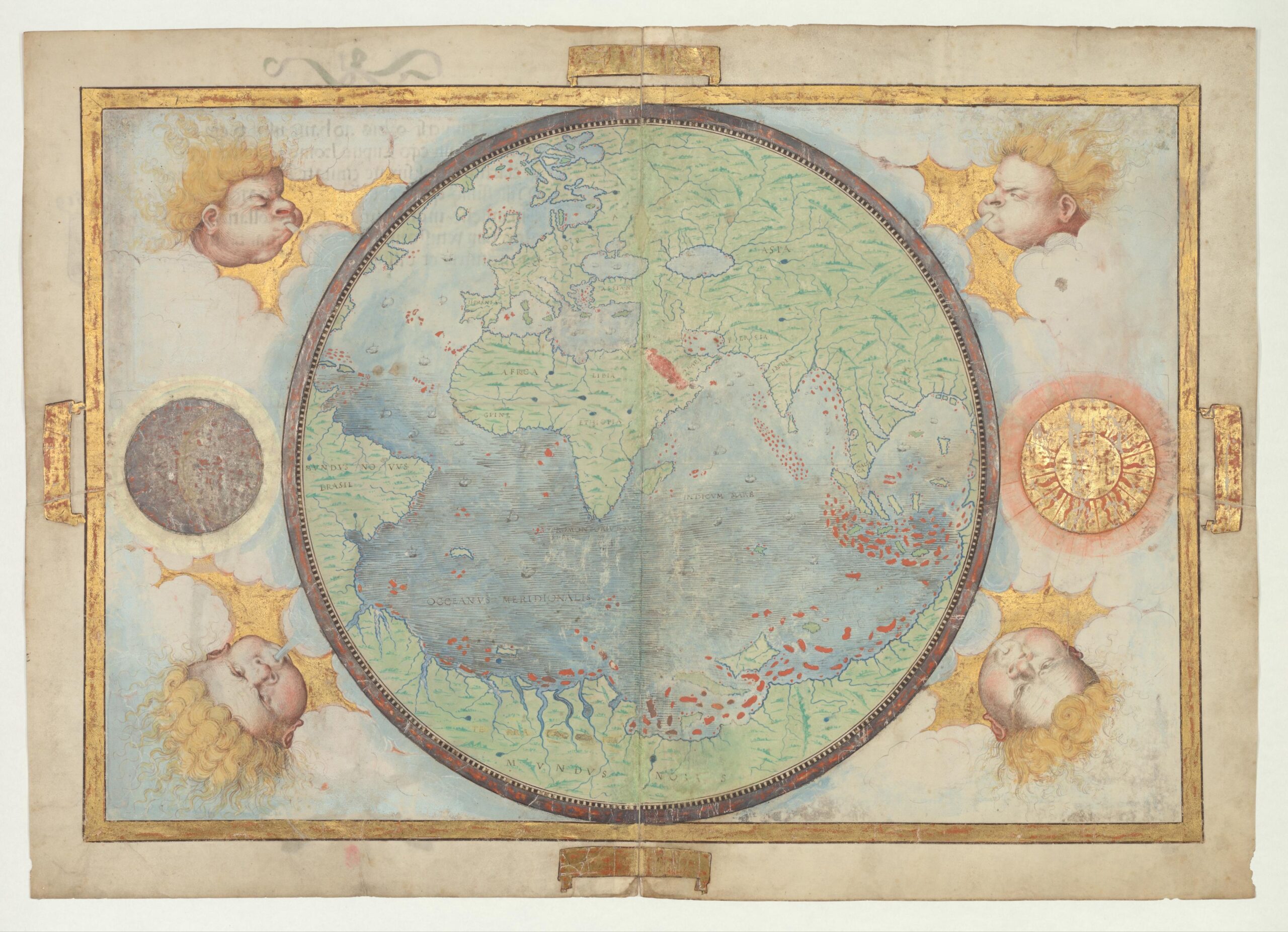 Nautical Atlas Of The World Circular World Map Of The Portuguese Hemisphere And Title Page Library Of Congress