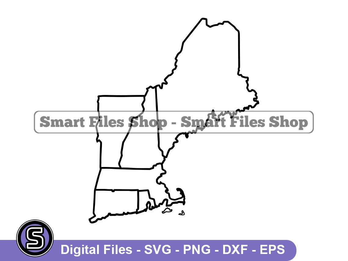new england states map blank