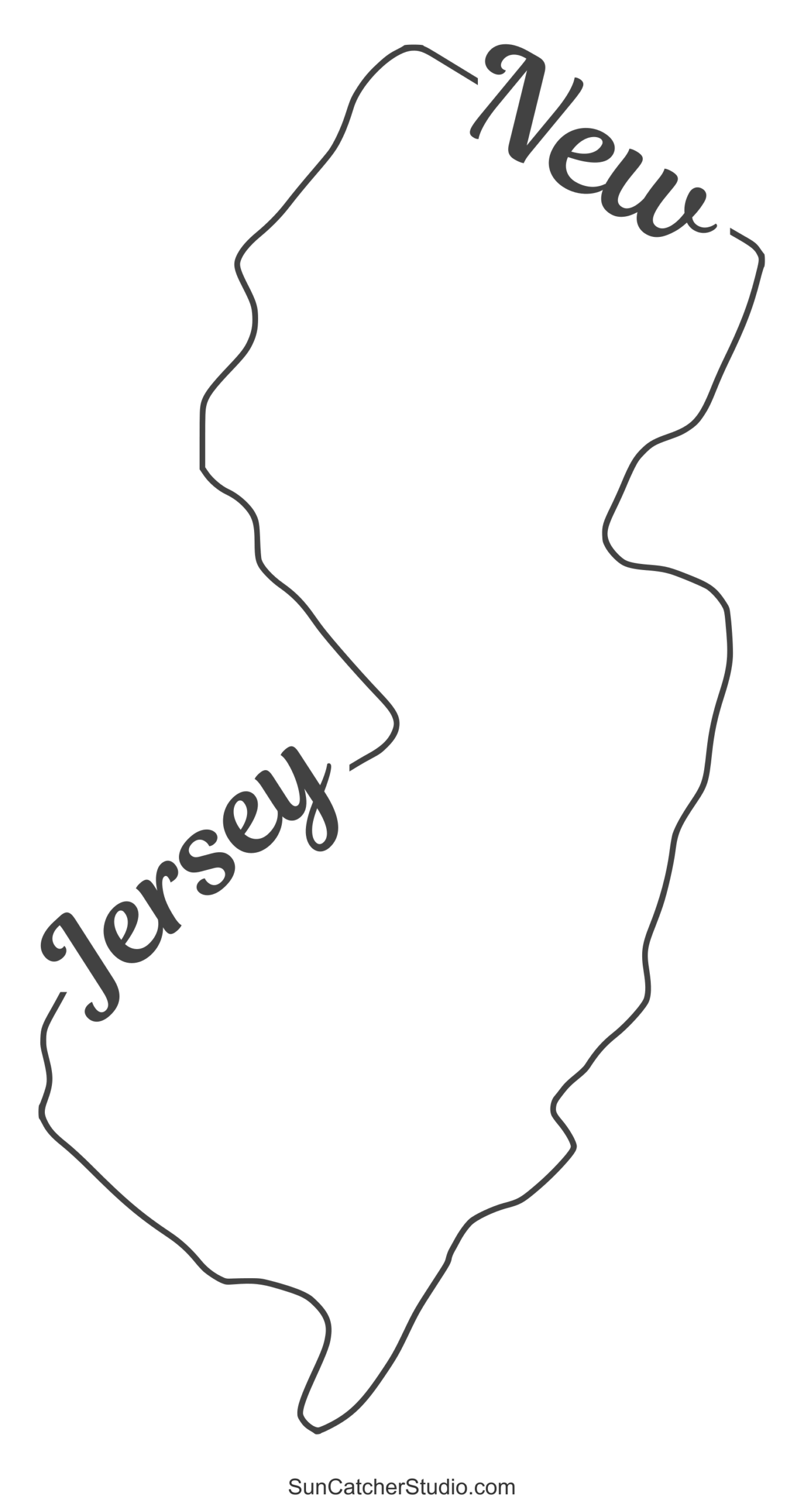New Jersey Map Outline Printable State Shape Stencil Pattern Free Printables Lettering SVG Files Tools Apps