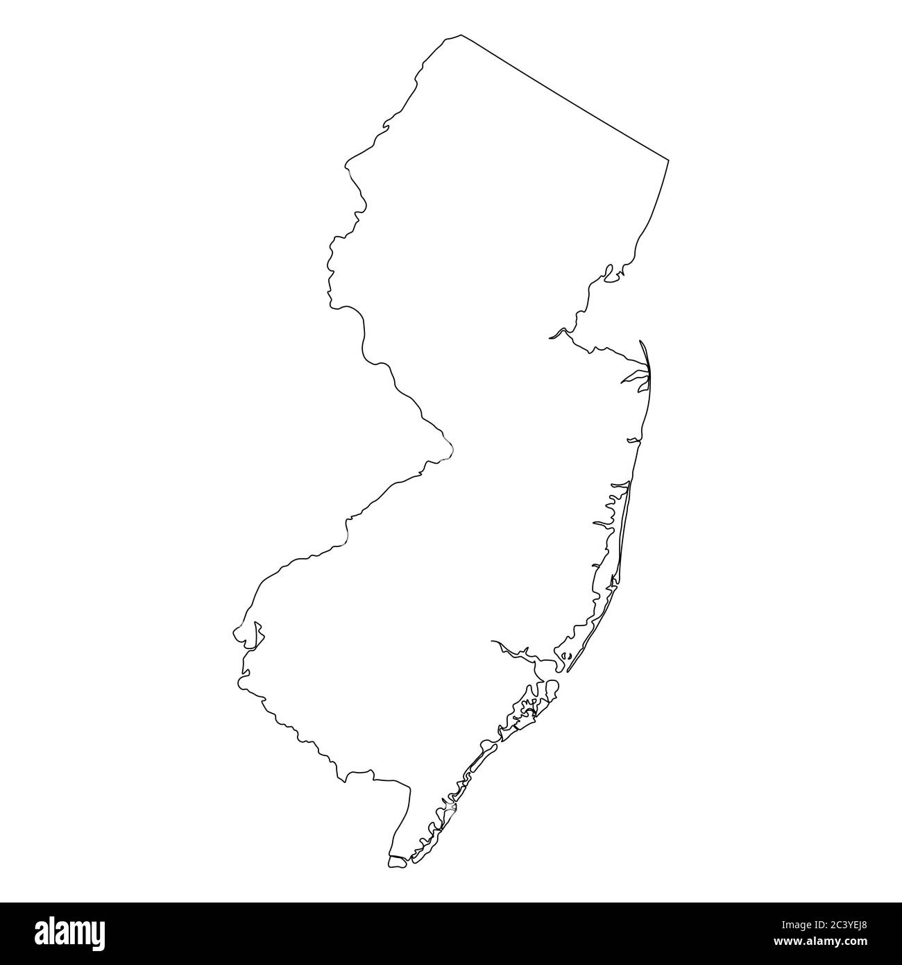 New Jersey NJ State Maps Black Outline Map Isolated On A White Background EPS Vector Stock Vector Image Art Alamy